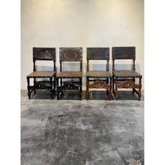Wooden Tooled Leather Chairs, c1800, FR-0055