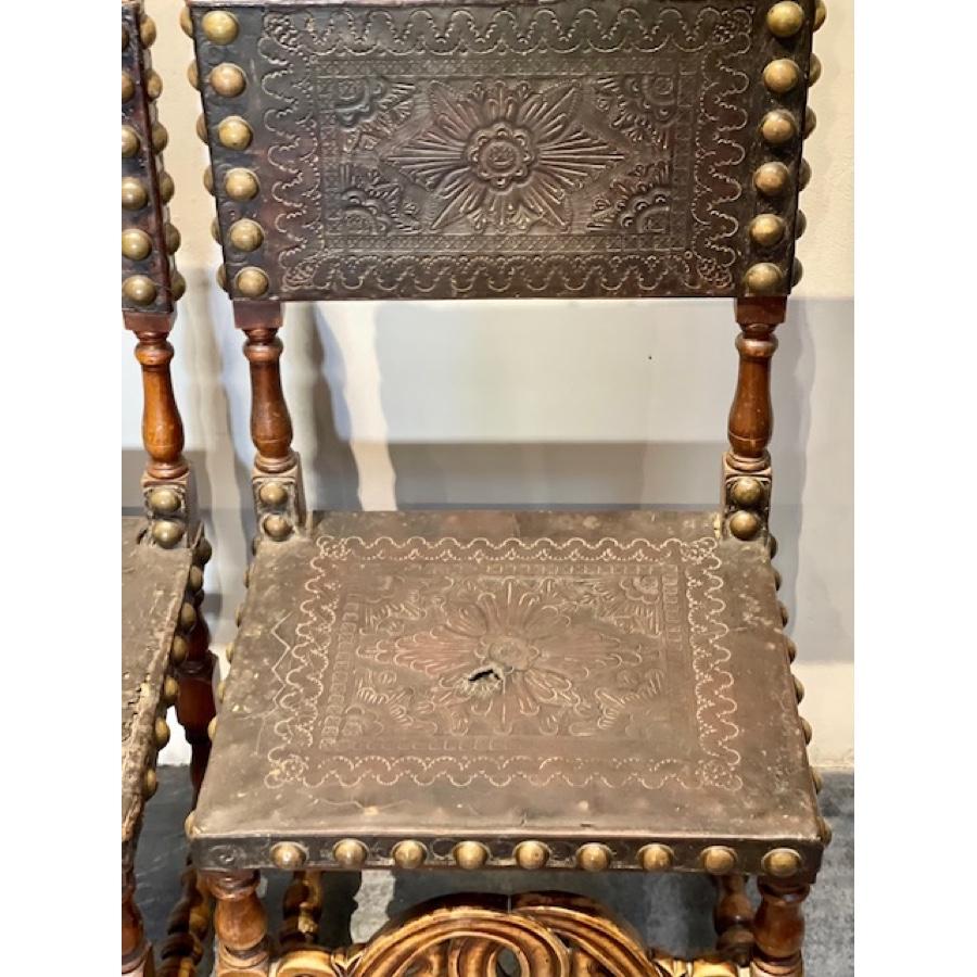 Wooden Tooled Leather Chairs, c1800, FR-0055 For Sale 1
