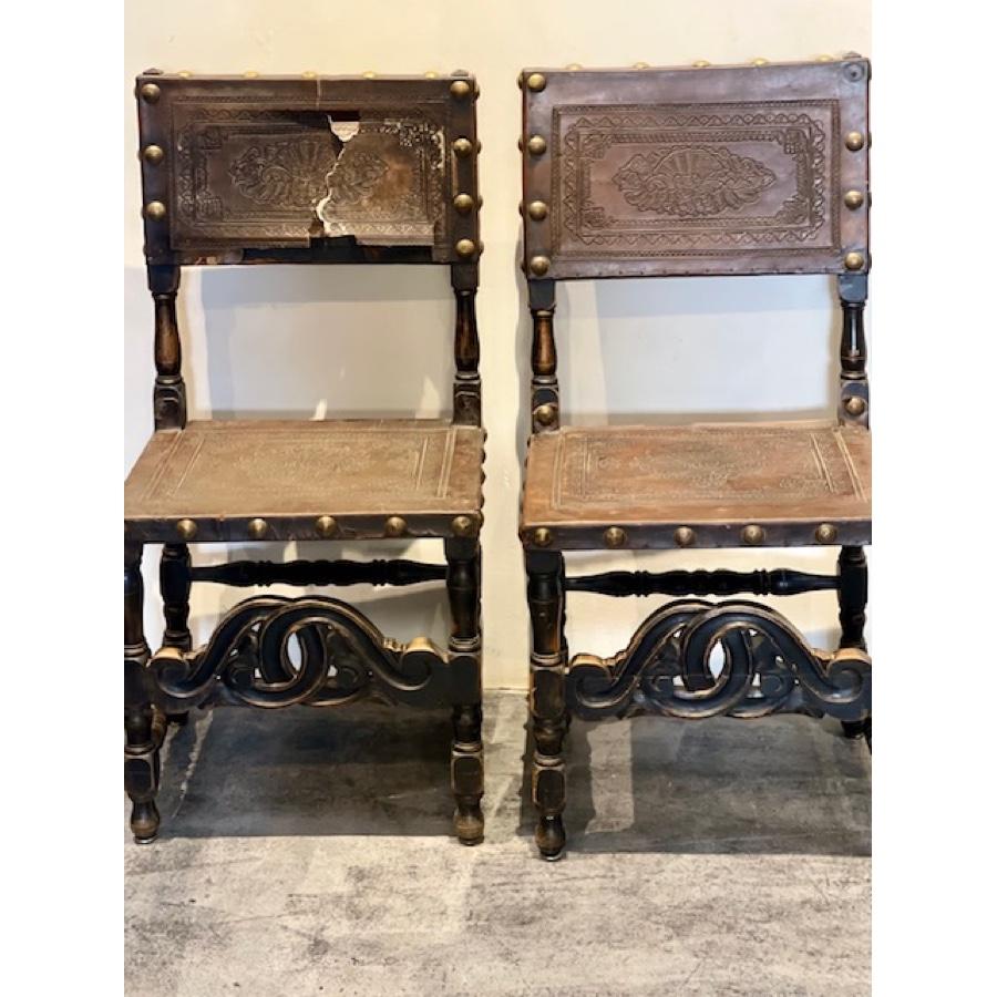 Wooden Tooled Leather Chairs, c1800, FR-0055 For Sale 5