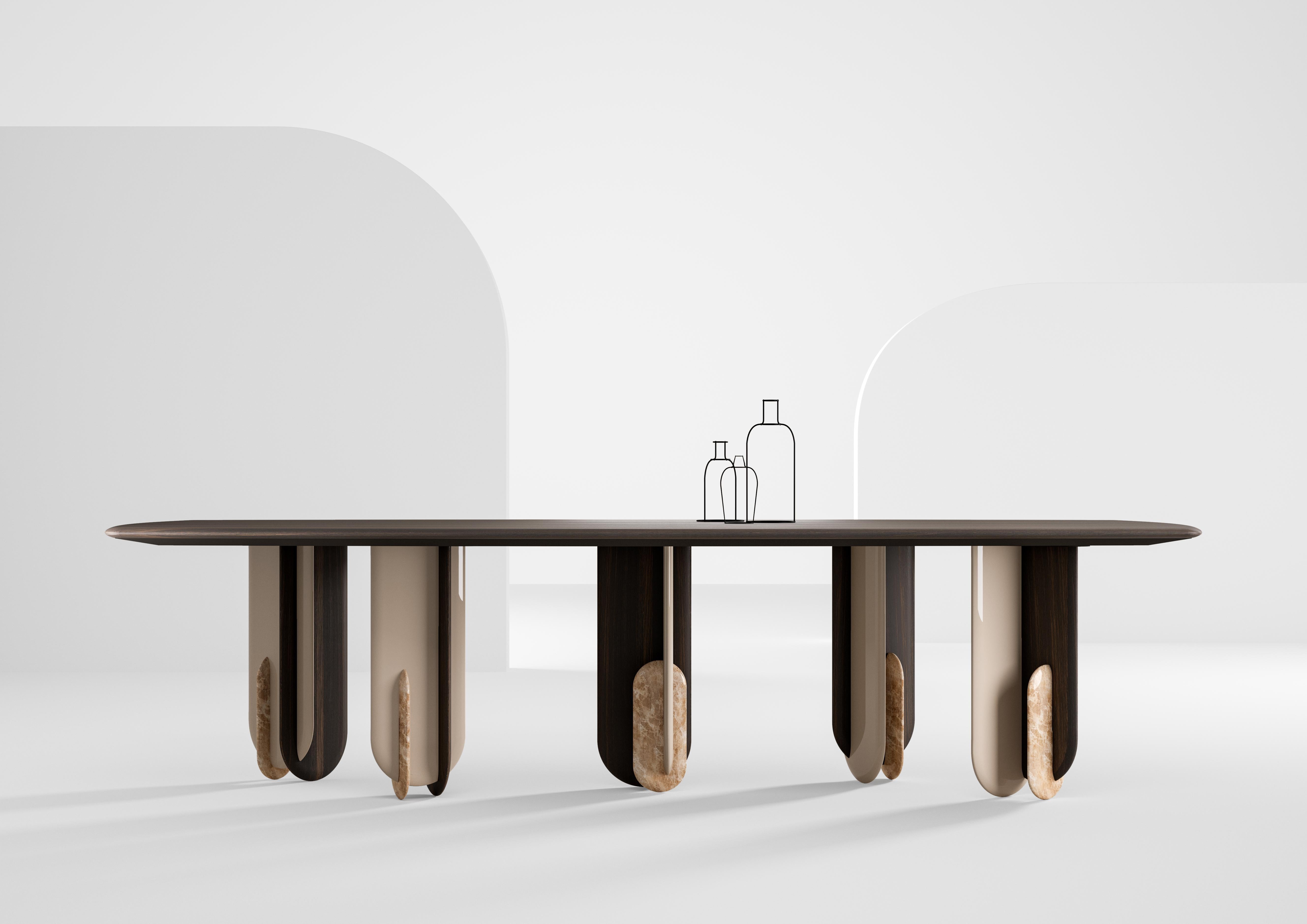 Holzplatte und modulare beine Talento Rechteckiger tisch von Laurameroni (Postmoderne) im Angebot