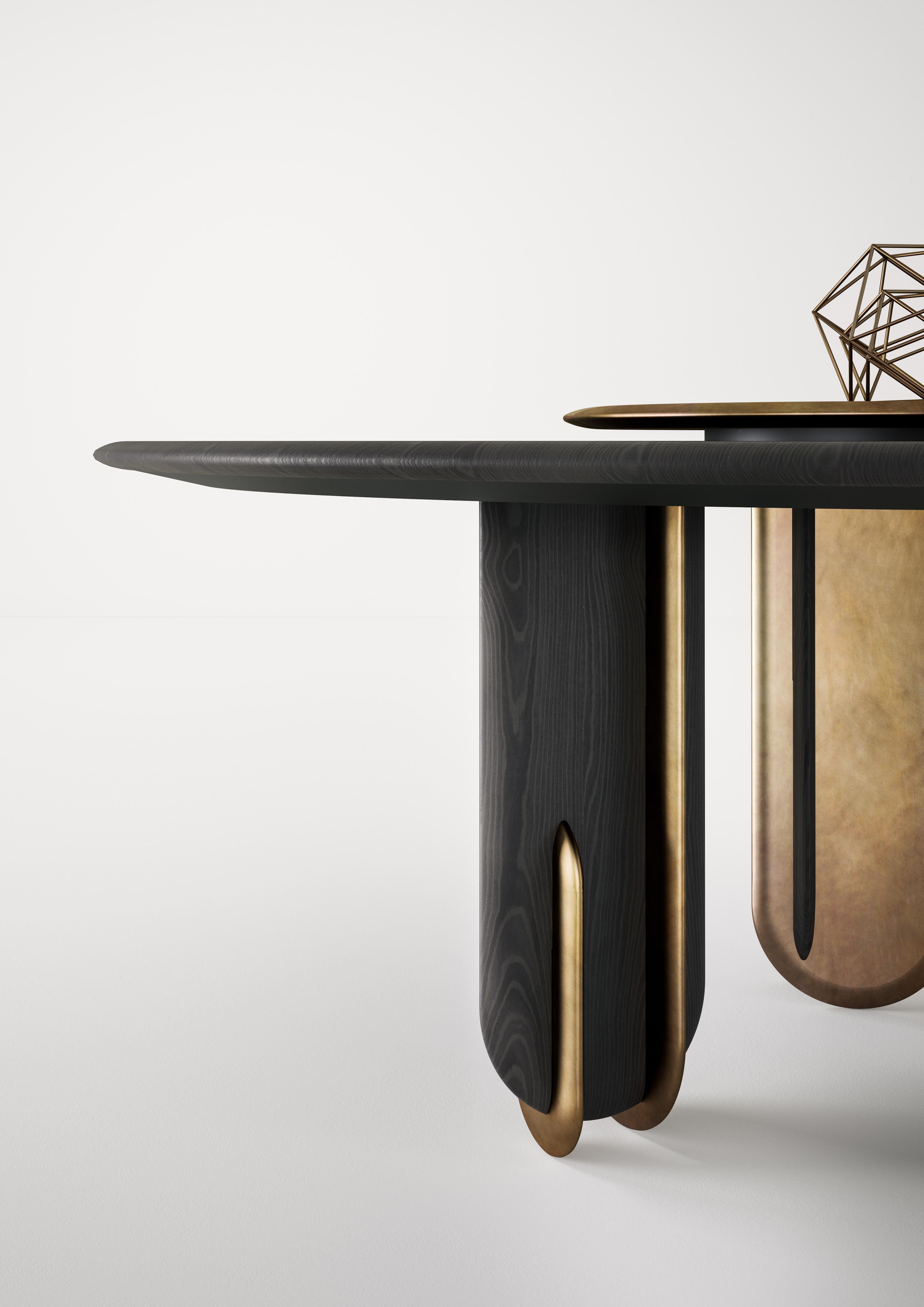 Tapa de madera y patas modulares Mesa redonda Talento by Laurameroni Posmoderno en venta