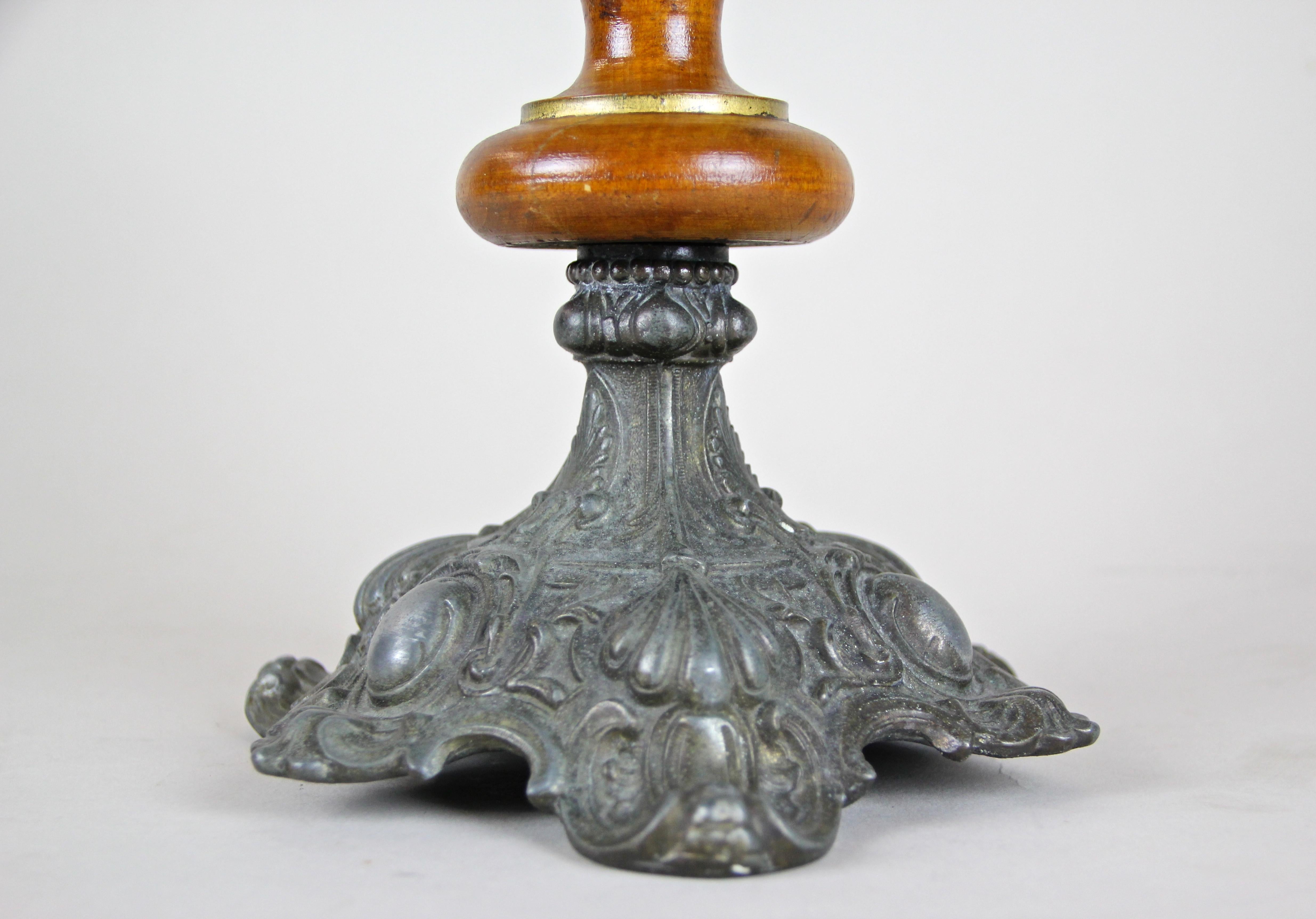 Wooden Torch Sculpture with Flame Hand Carved, Austria, circa 1880 For Sale 2