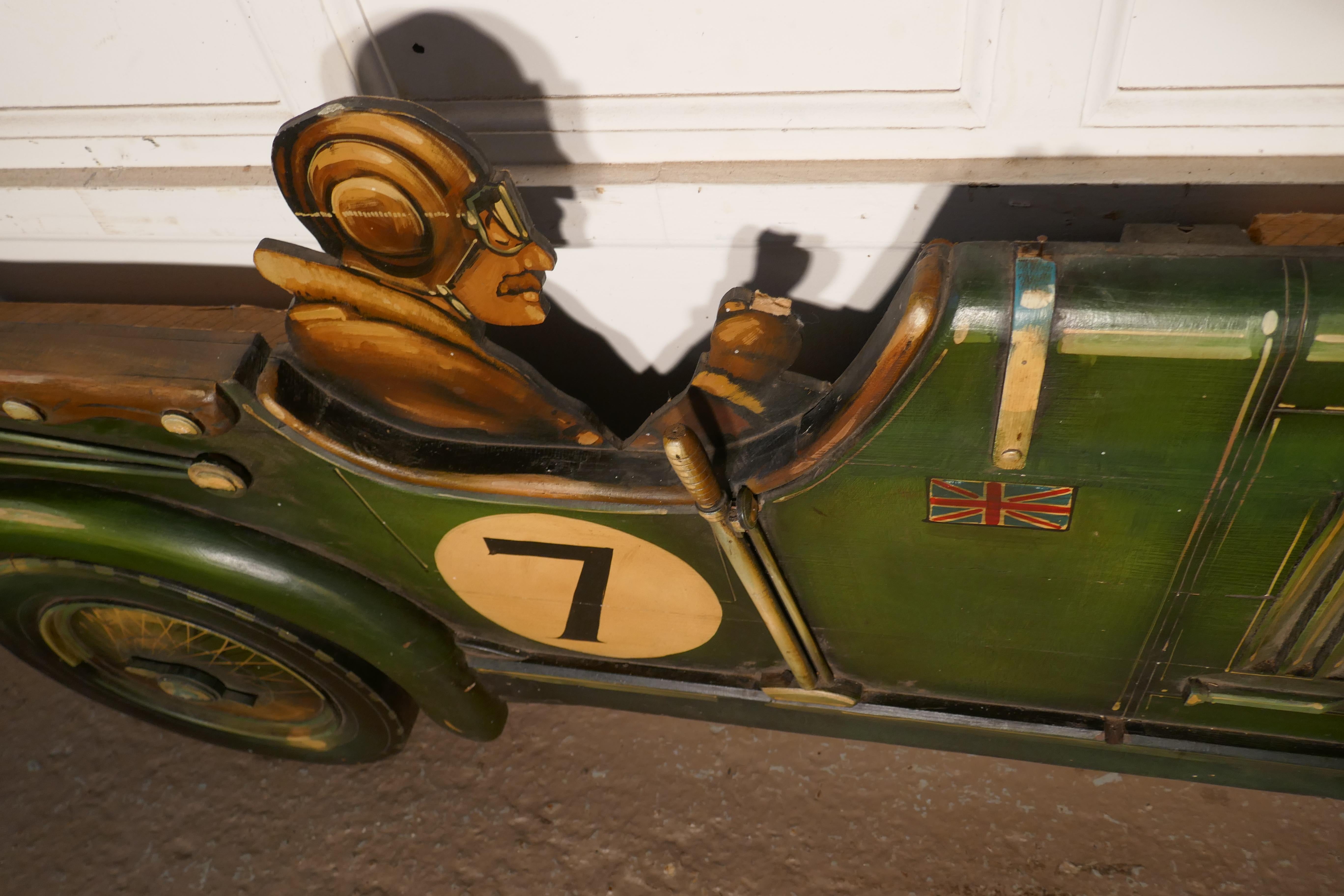 Wooden trade sign advertising model of a 3D Art Deco Bentley racing car.

A fantastic large piece, this superb 20th century 3D trade sign of a 1930s Bentley racer is made in wood, it has a fibreboard backing (which is a later addition)

Our