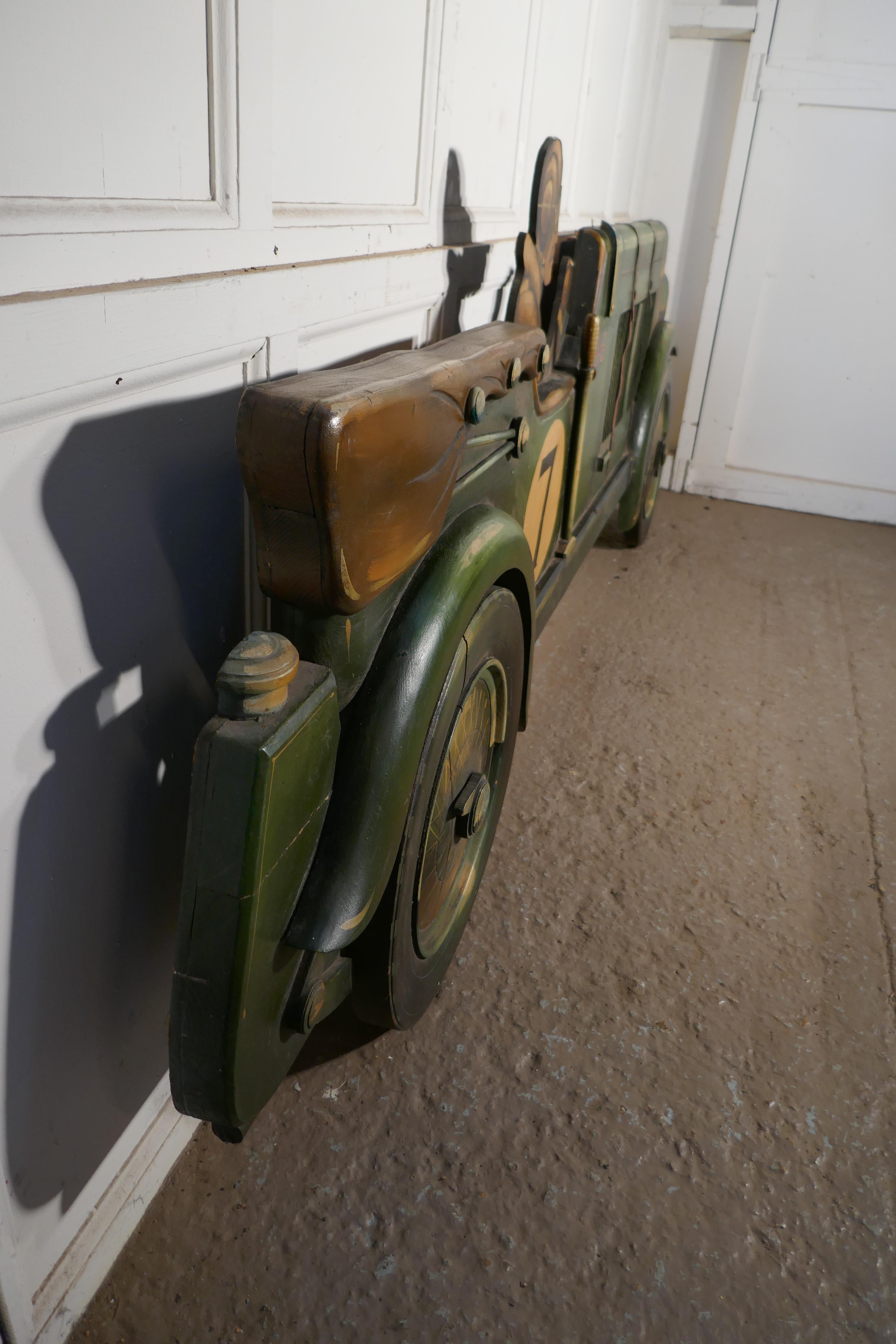 Wooden Trade Sign Advertising Model of a 3D Art Deco Bentley Racing Car 1