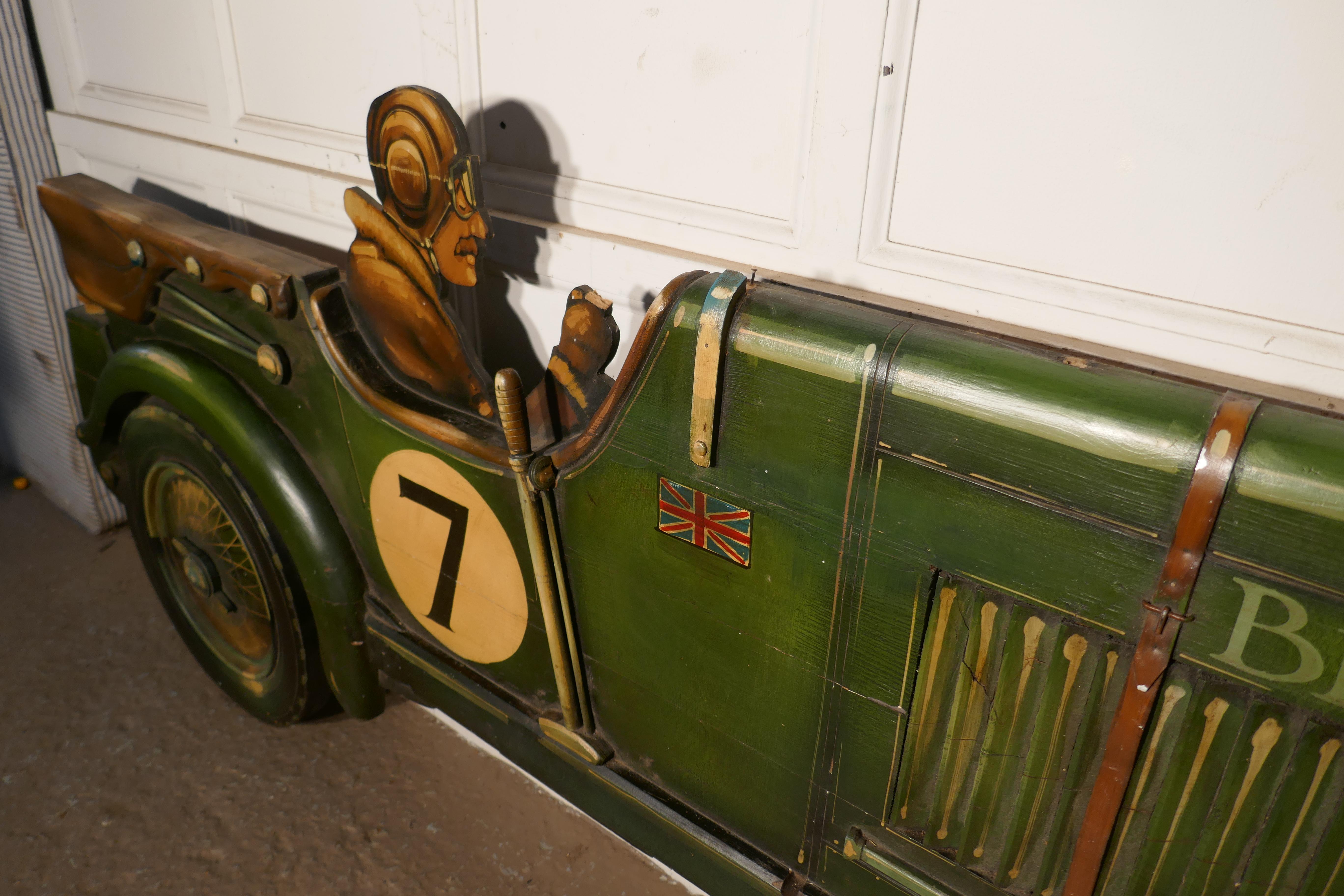 Wooden Trade Sign Advertising Model of a 3D Art Deco Bentley Racing Car 2