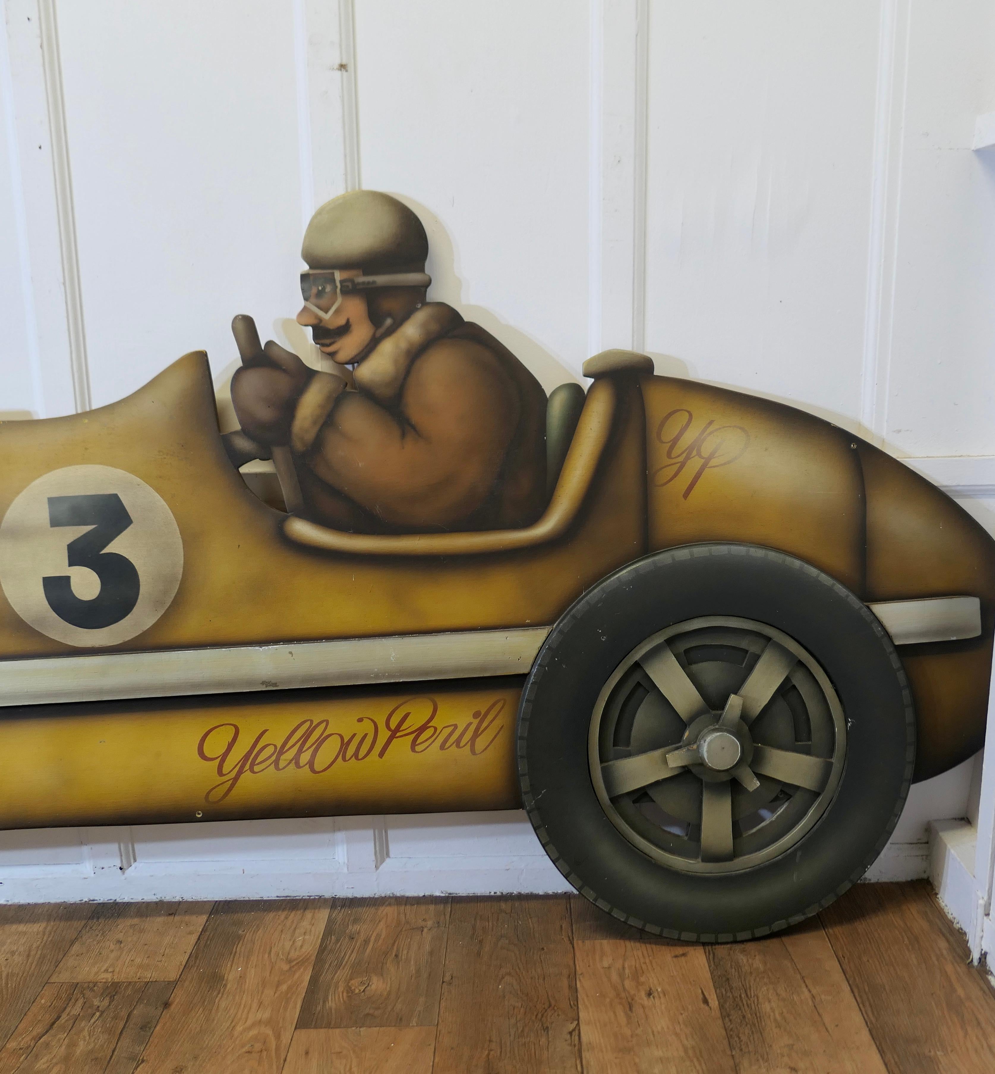 Mid-20th Century Wooden Trade Sign Advertising Model of Kissel Gold Bug Speedster    For Sale