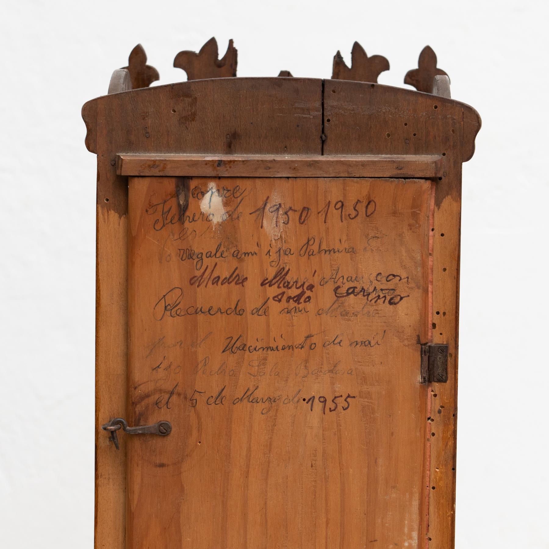 Wooden Traditional Figure in a Niche of a Saint, circa 1950 For Sale 6