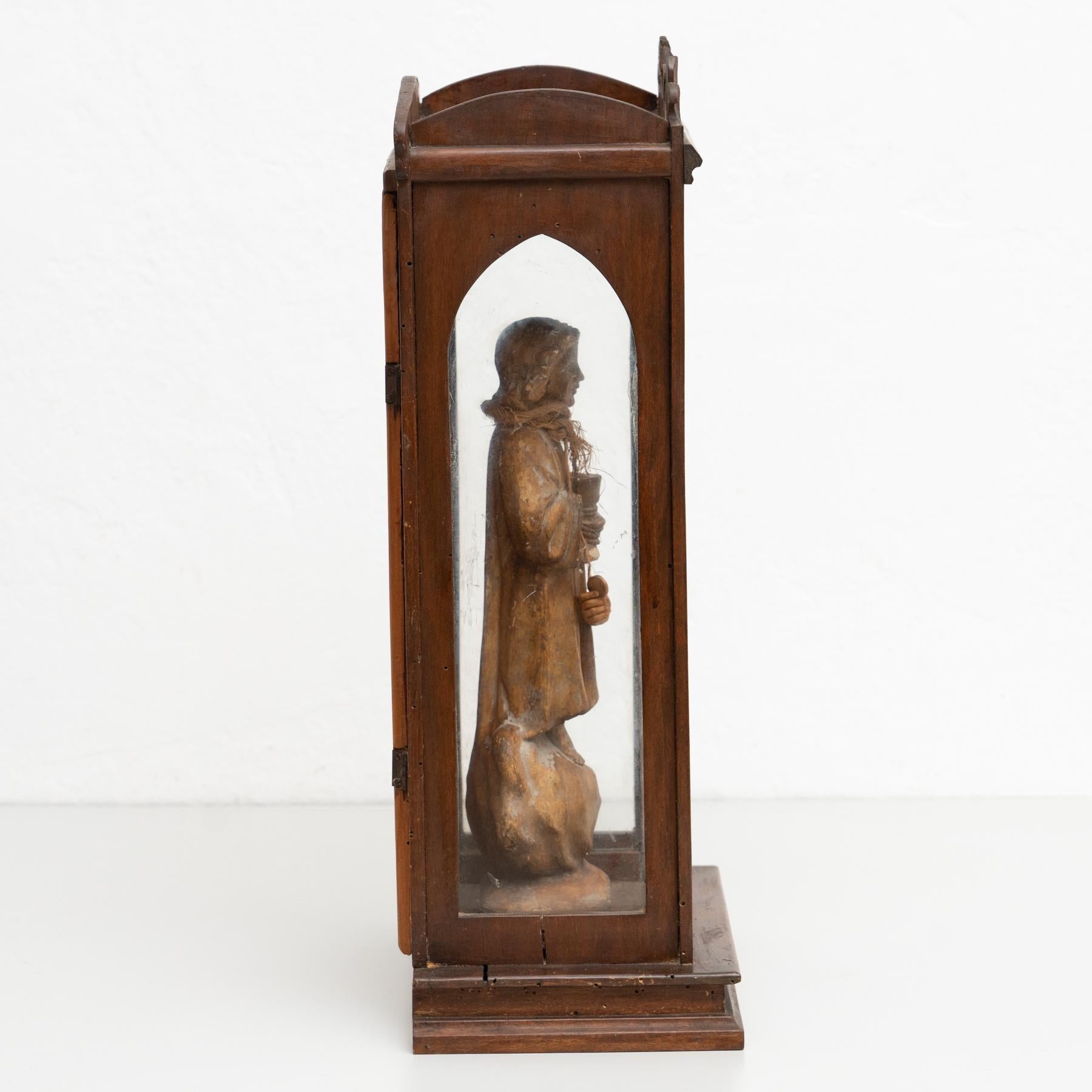 Wooden Traditional Figure in a Niche of a Saint, circa 1950 For Sale 3