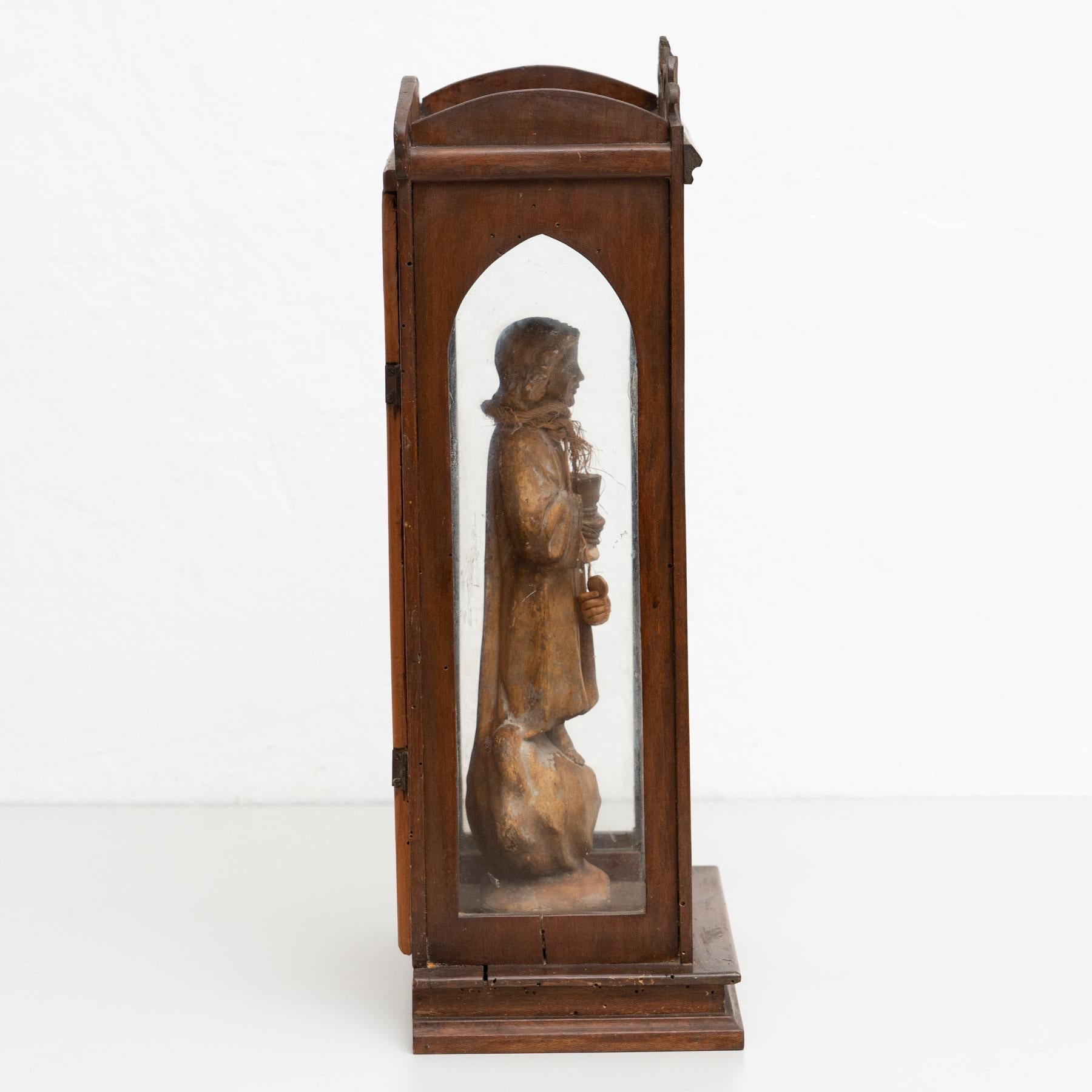 Wooden Traditional Figure in a Niche of a Saint, circa 1950 For Sale 2