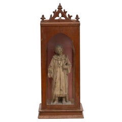 Wooden Traditional Figure in a Niche of a Saint, circa 1950