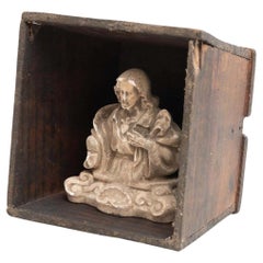 Wooden Traditional Figure in a Niche of a Saint, circa 1950