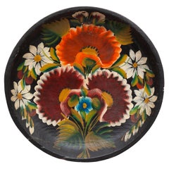 Wooden Traditional Hand Painted Plate circa 1960