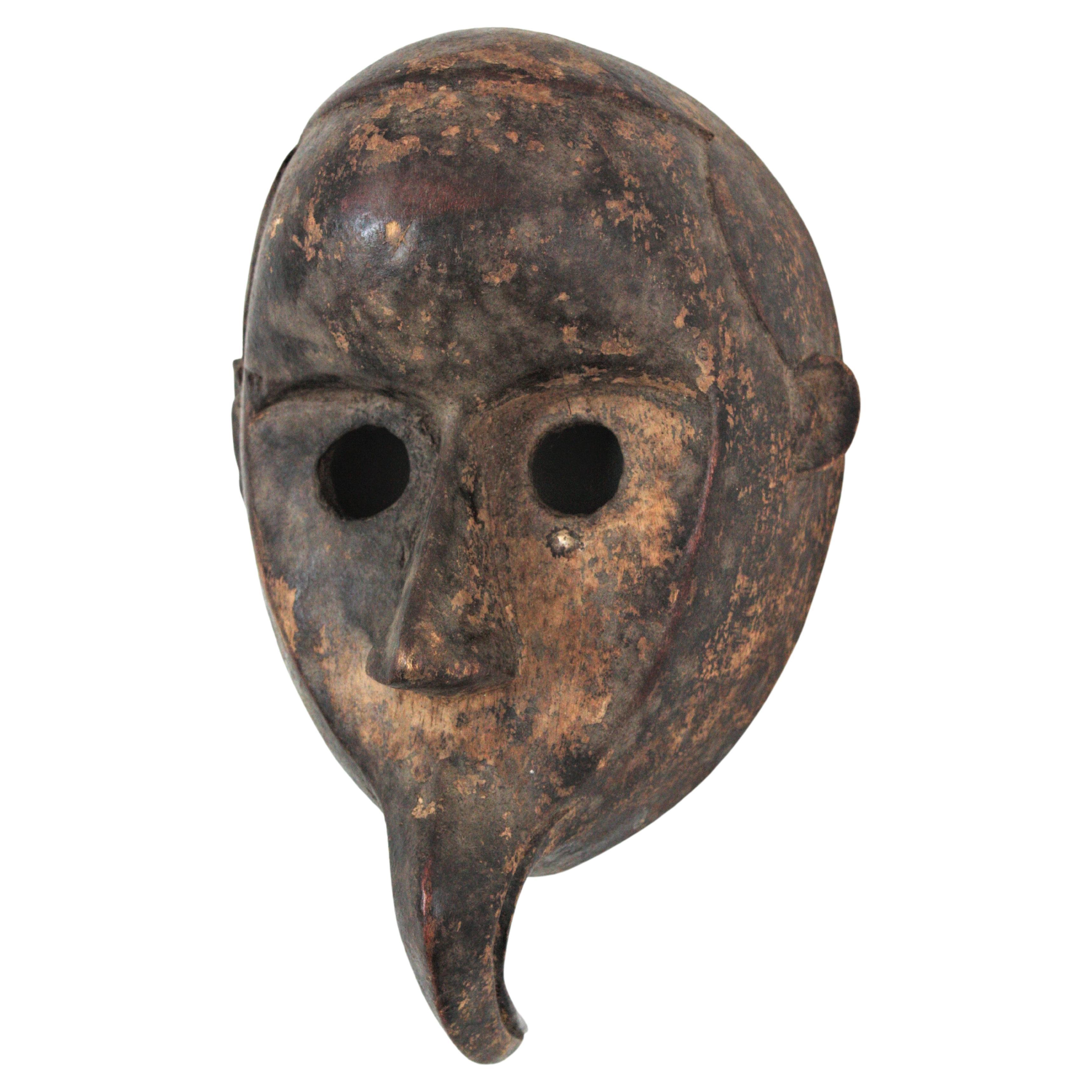 Asian Hand Carved Wooden Mask For Sale at 1stDibs