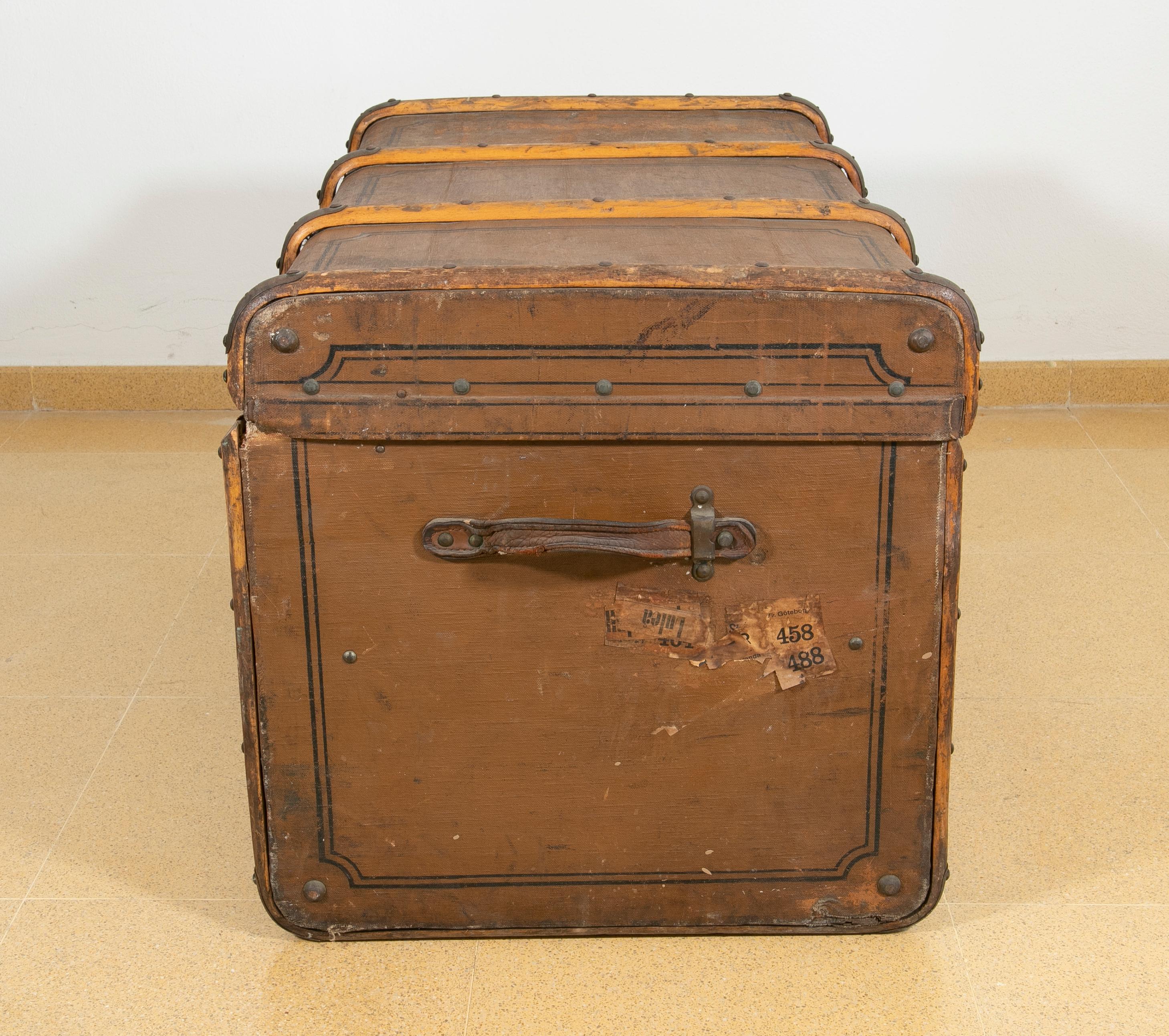 Wooden Travel Case Lined and Hand Painted  with Wooden Protections For Sale 1