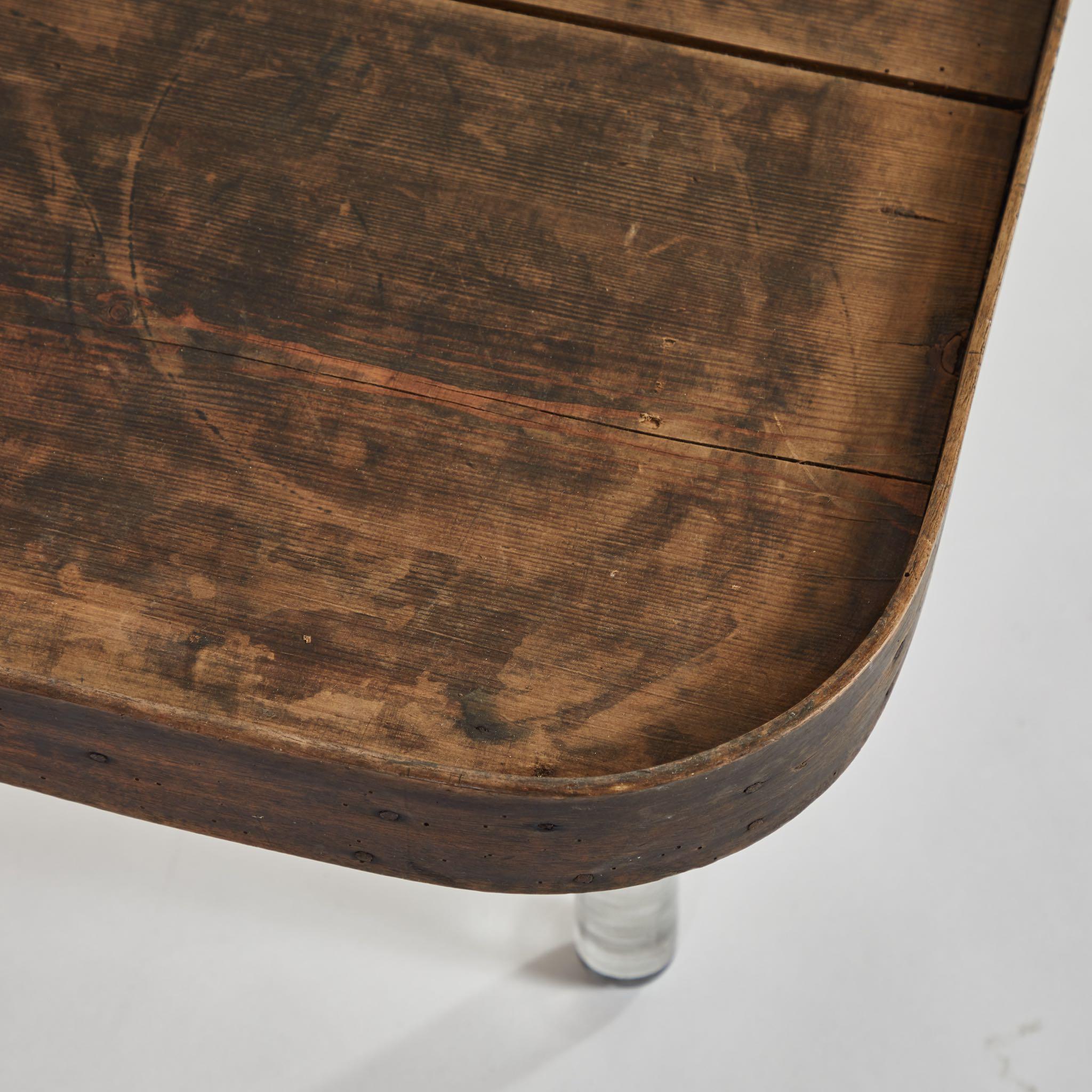 Late Victorian 19th Century Wooden Tray Top on Glass Legs