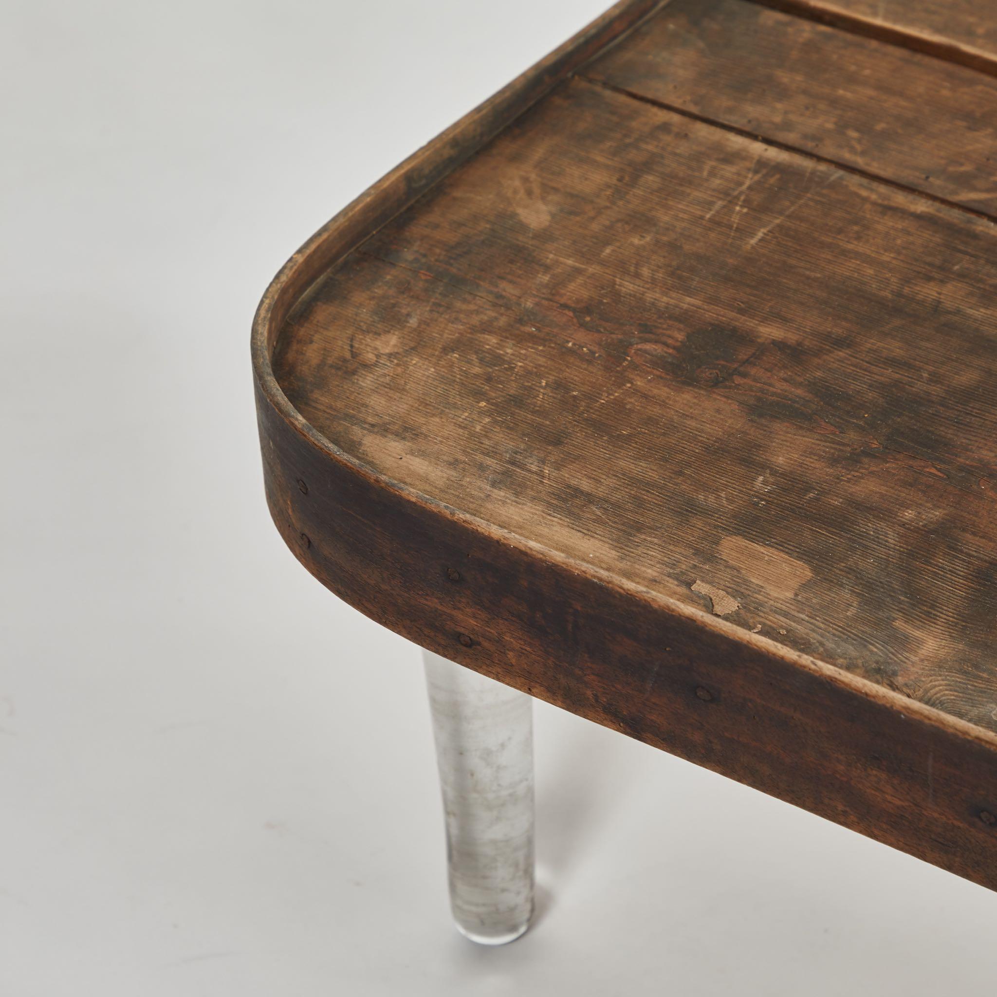 French 19th Century Wooden Tray Top on Glass Legs