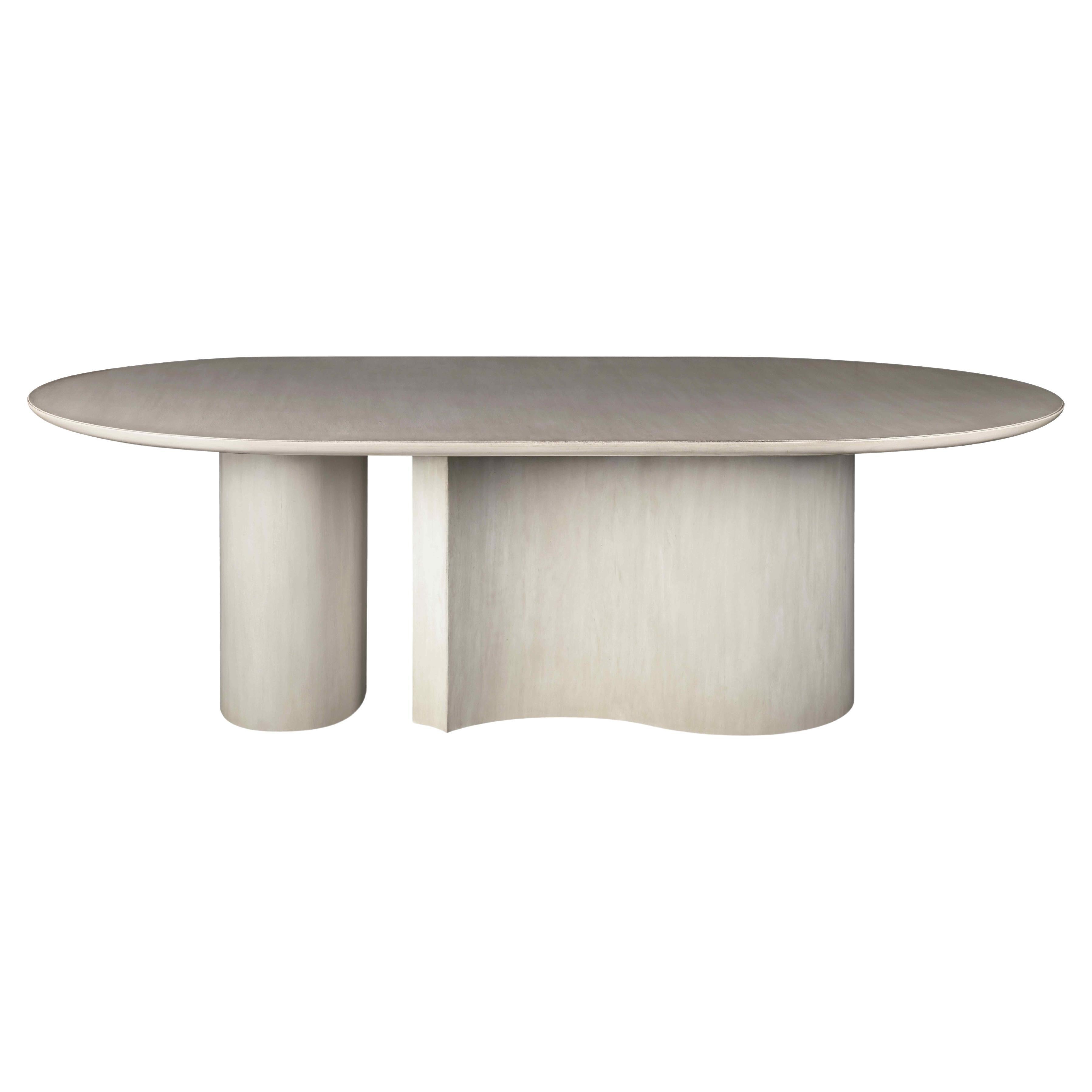 Wooden Tremouille Dining Table with Irregular Base and a Cylindrical Shape