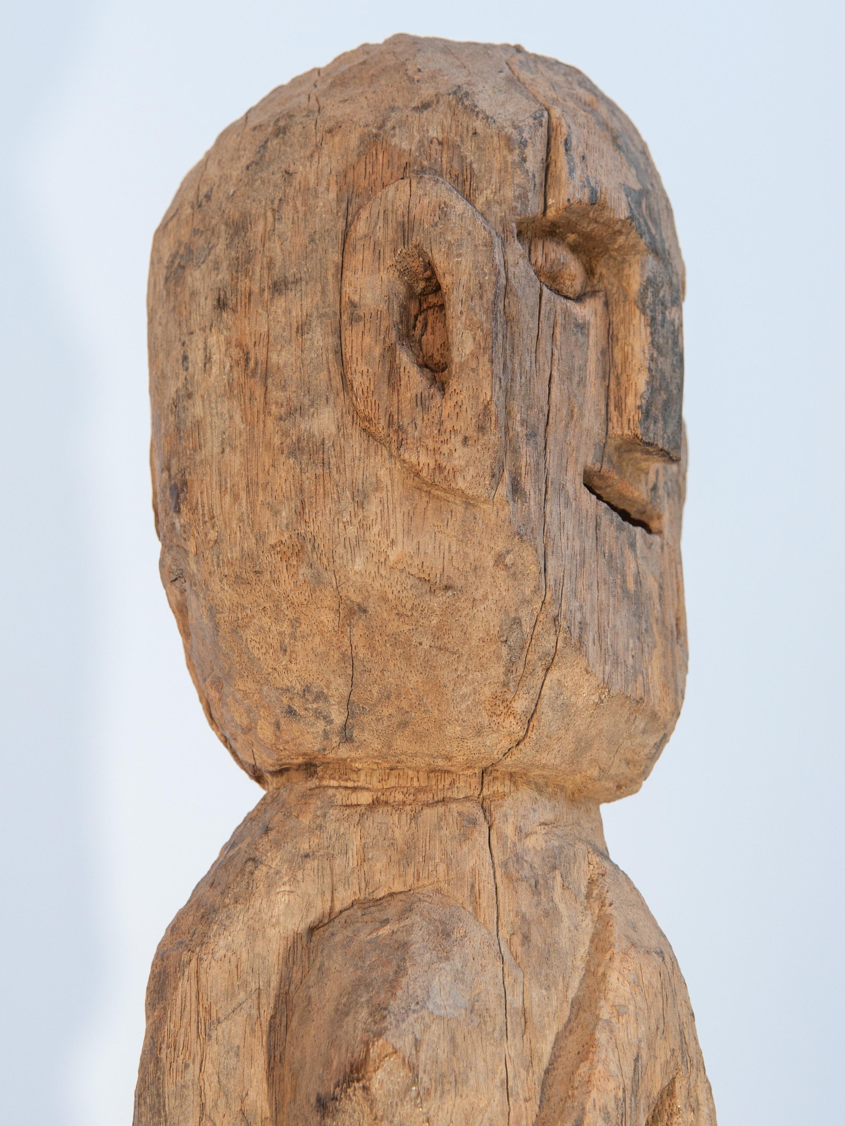 Wooden Tribal Female Statue from West Nepal, Early to Mid-20th Century, Mounted 6