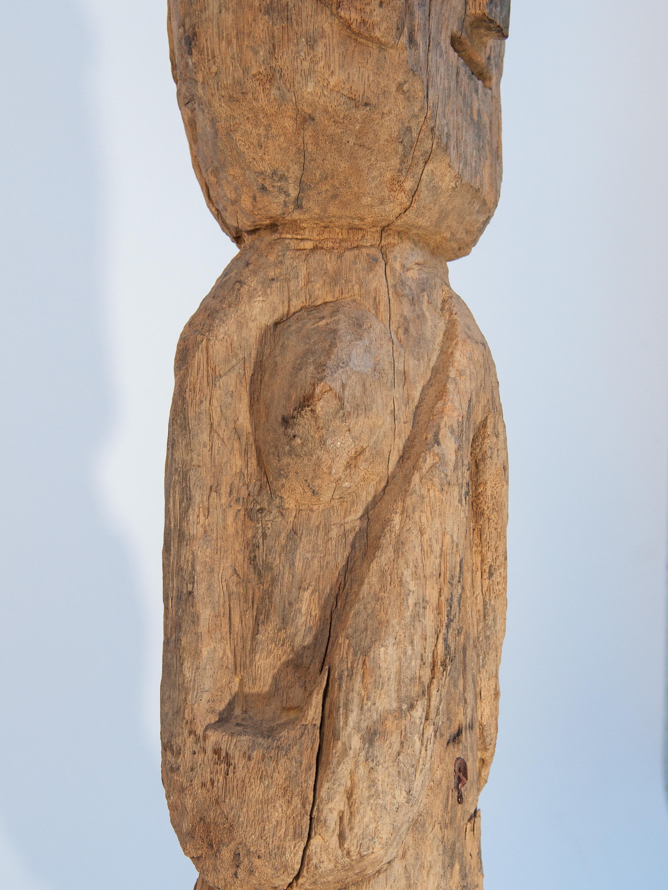 Wooden Tribal Female Statue from West Nepal, Early to Mid-20th Century, Mounted 9