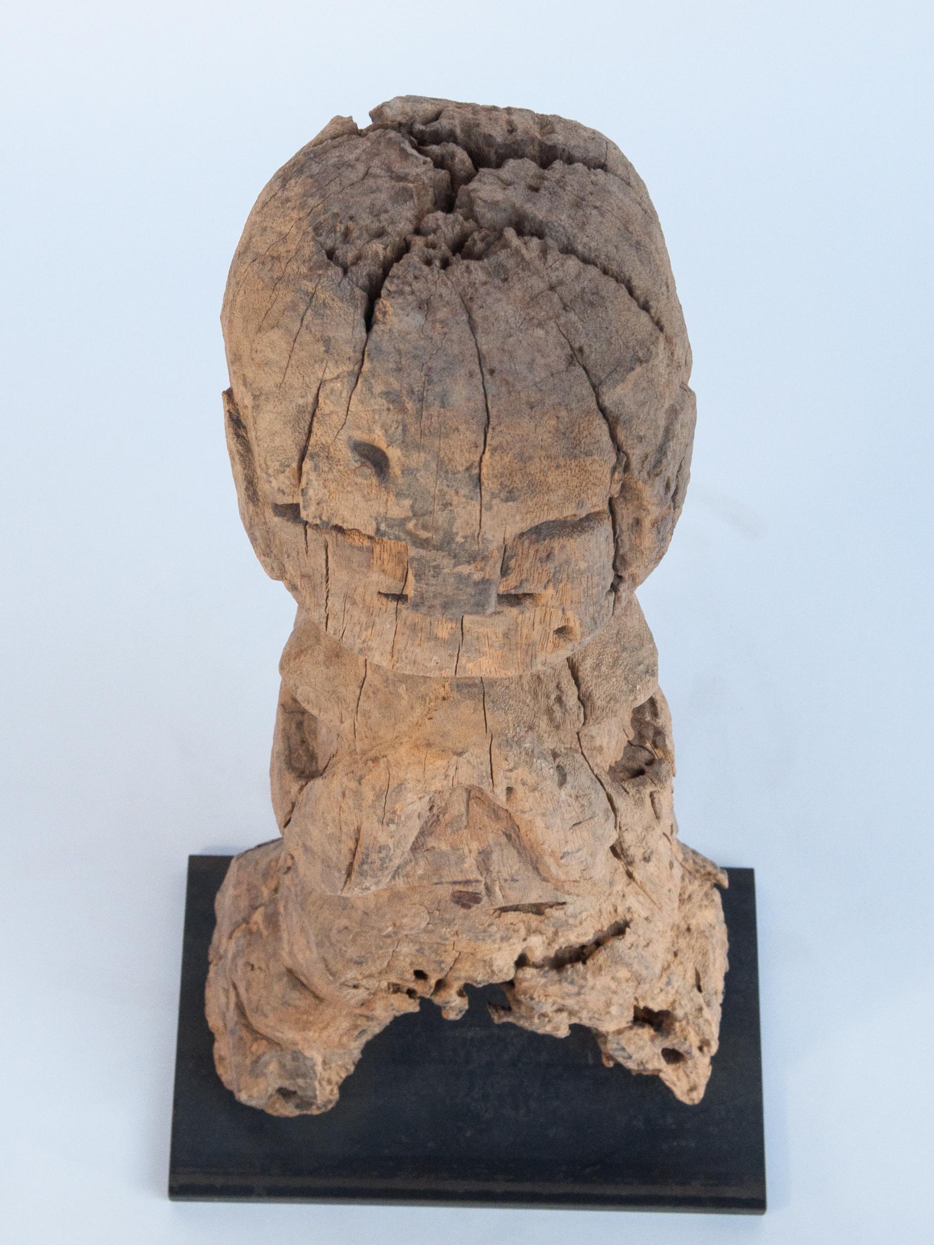 Wooden Tribal Female Statue from West Nepal, Early to Mid-20th Century, Mounted 14