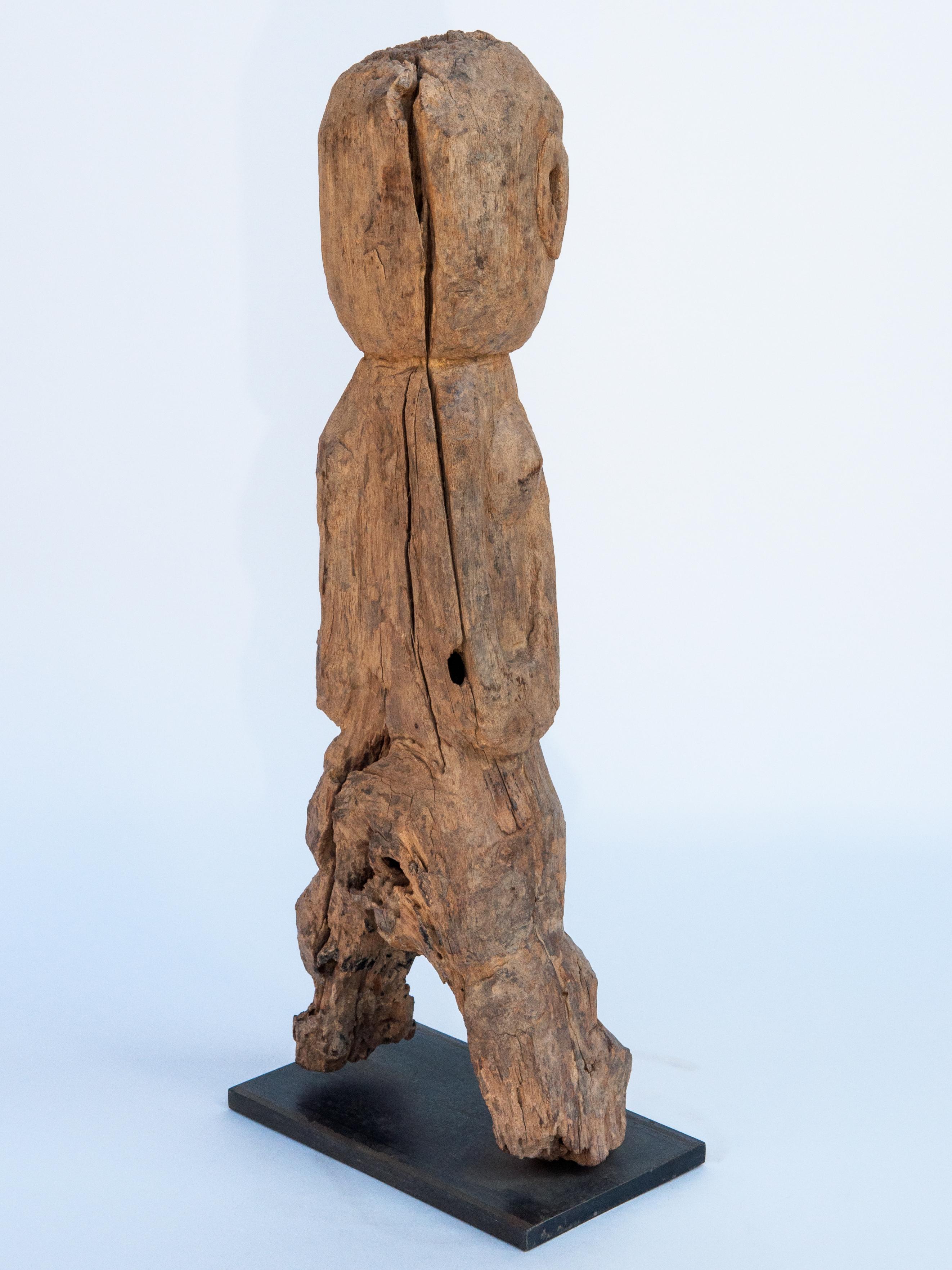 Nepalese Wooden Tribal Female Statue from West Nepal, Early to Mid-20th Century, Mounted