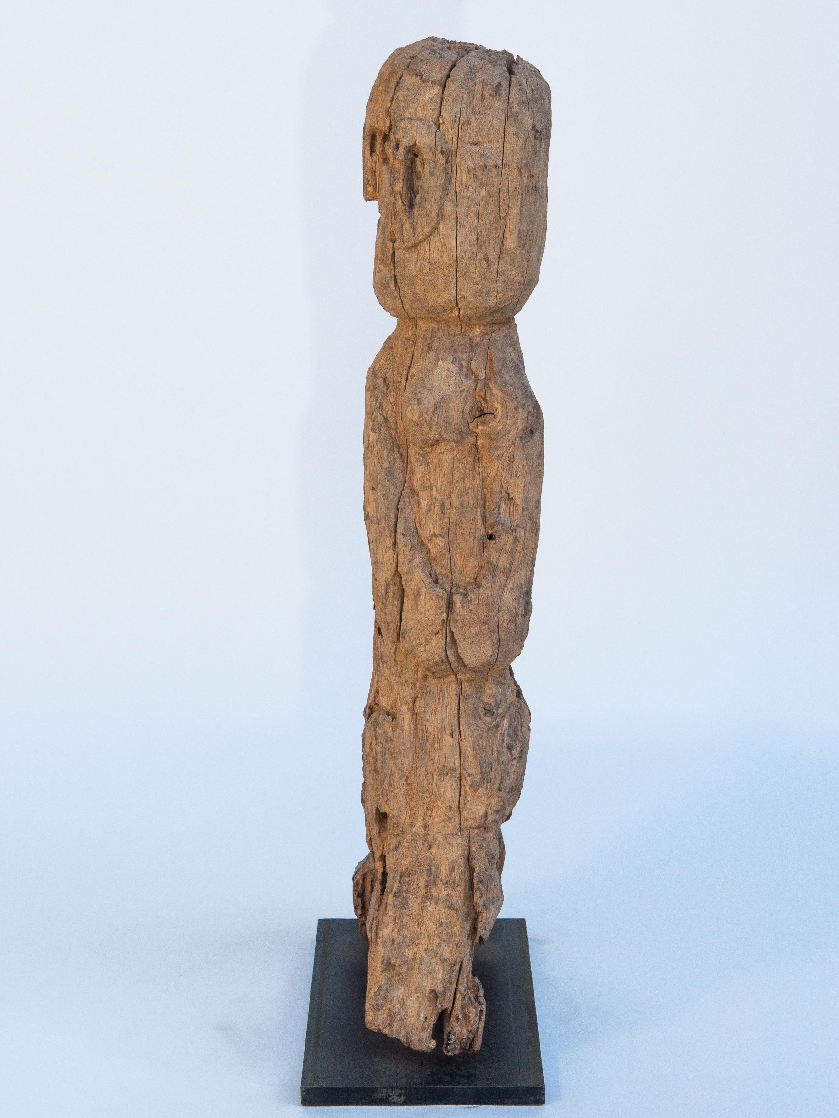 Wooden Tribal Female Statue from West Nepal, Early to Mid-20th Century, Mounted 1
