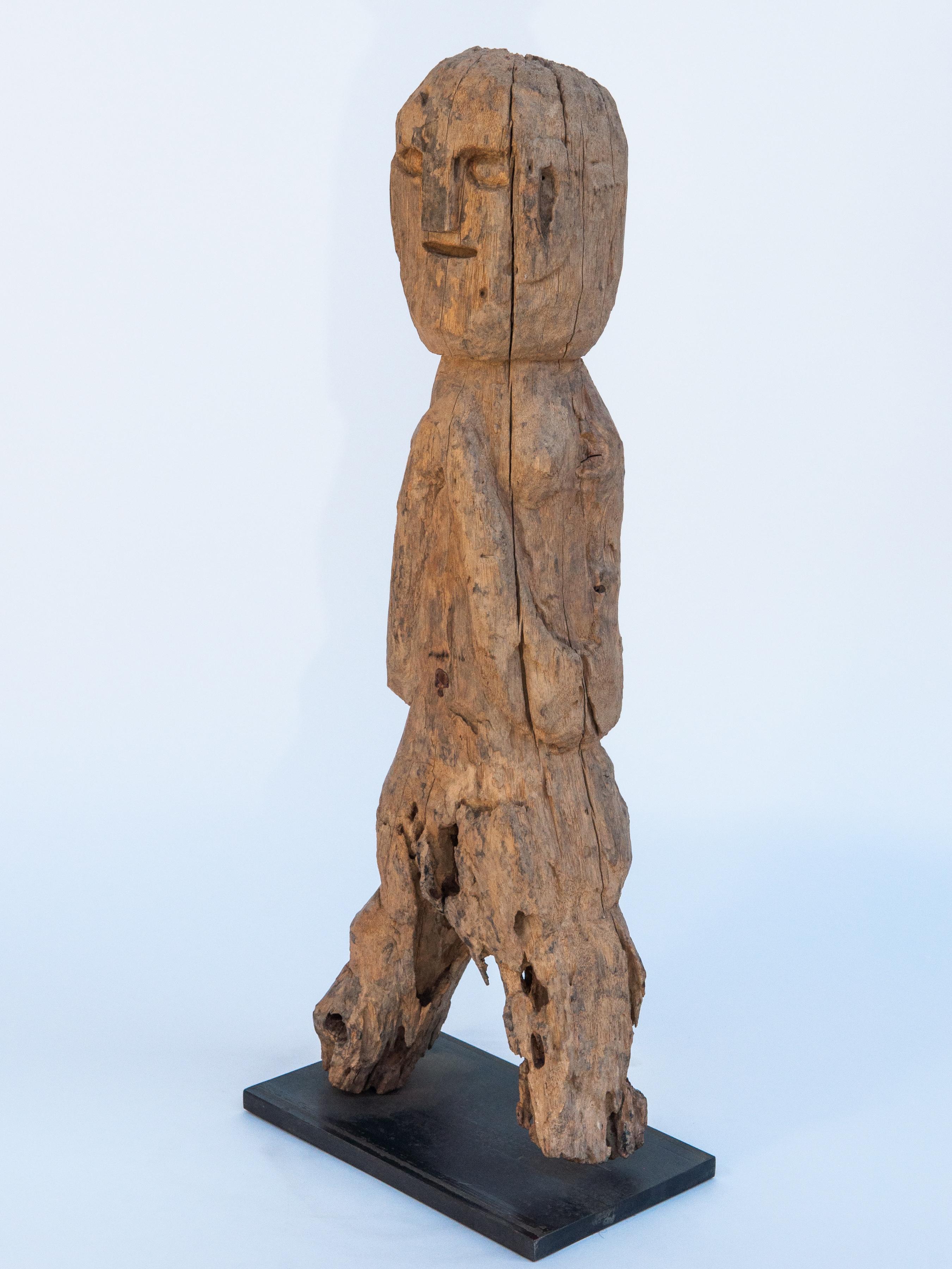 Wooden Tribal Female Statue from West Nepal, Early to Mid-20th Century, Mounted 2