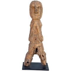Wooden Tribal Female Statue from West Nepal, Early to Mid-20th Century, Mounted