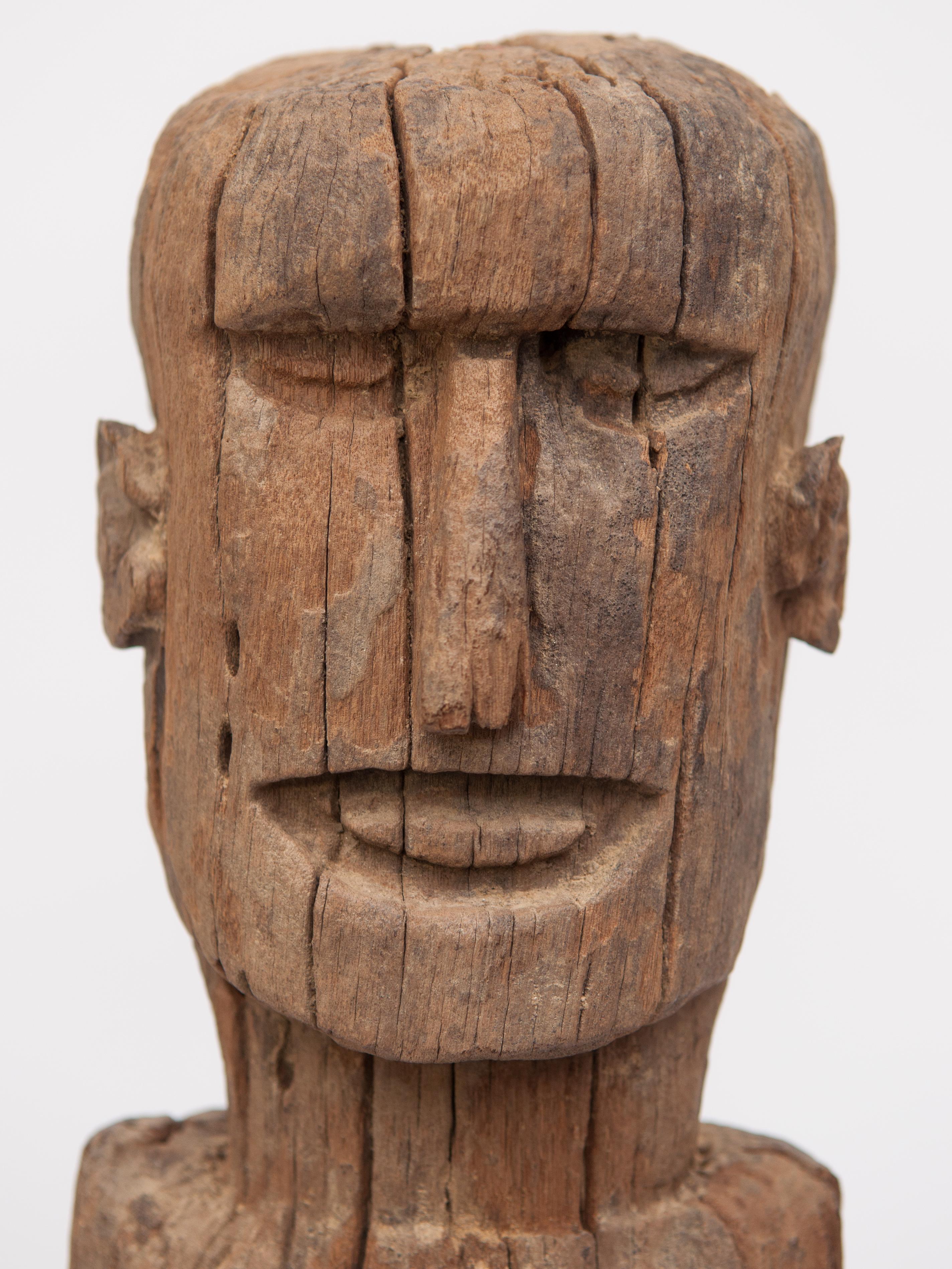Wooden Tribal Male Statue from West Nepal, Early to Mid-20th Century, Mounted 4