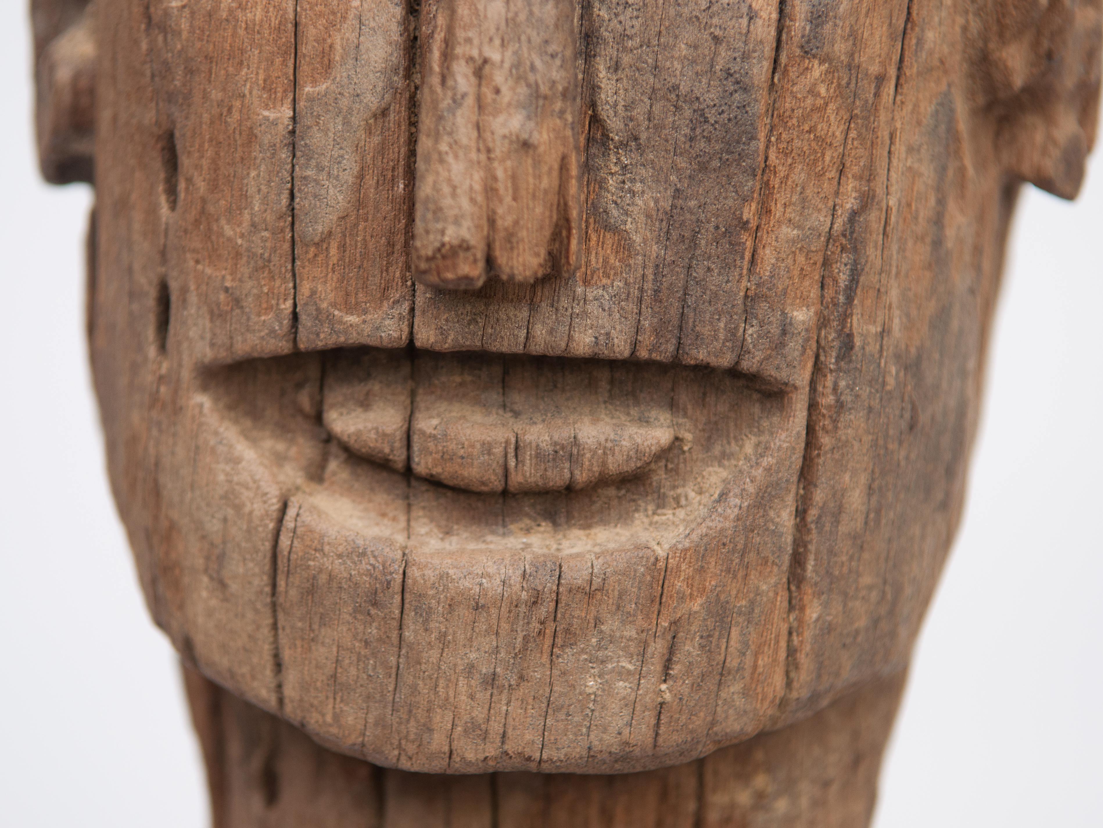 Wooden Tribal Male Statue from West Nepal, Early to Mid-20th Century, Mounted 6
