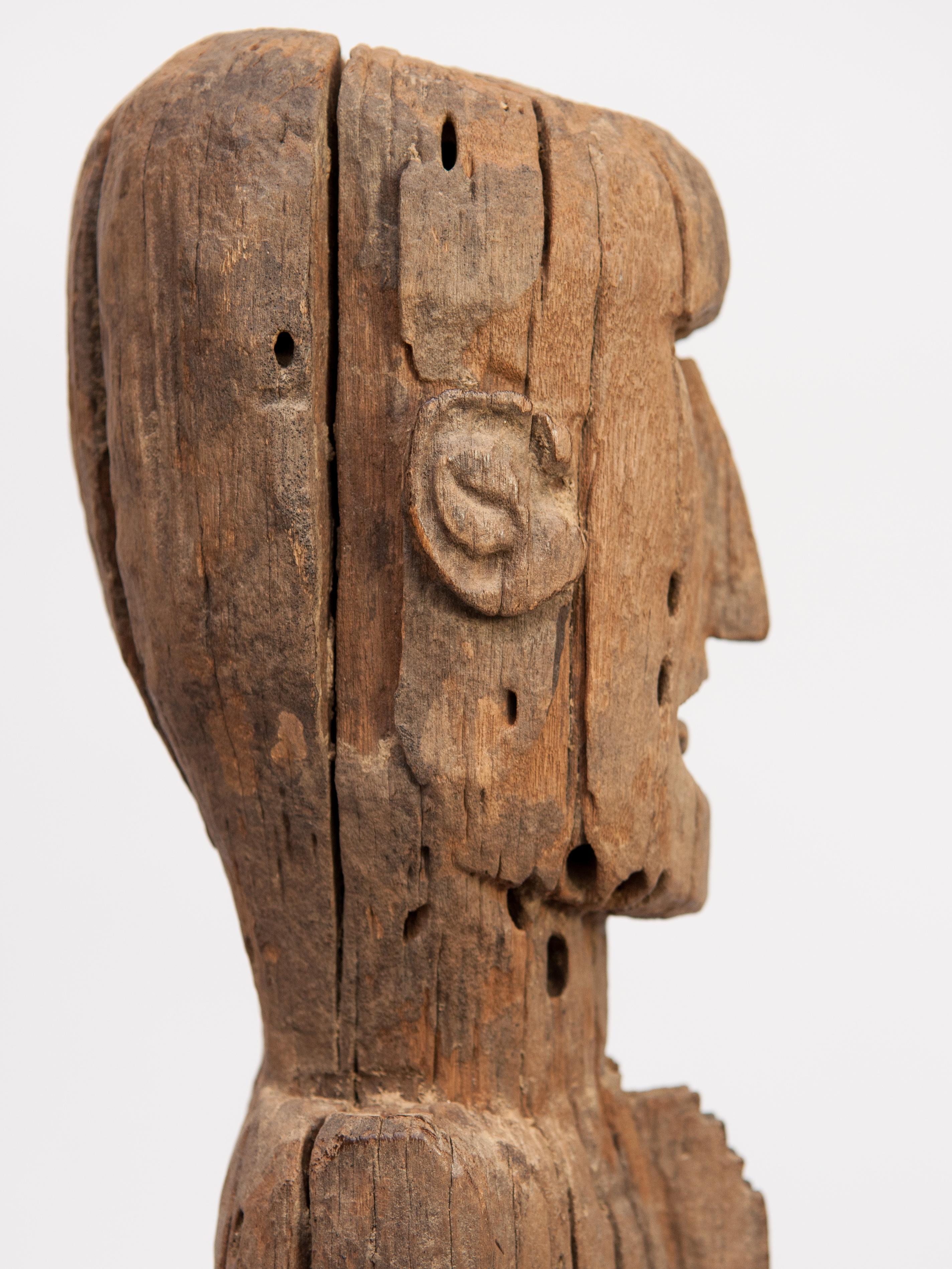 Wooden Tribal Male Statue from West Nepal, Early to Mid-20th Century, Mounted 7