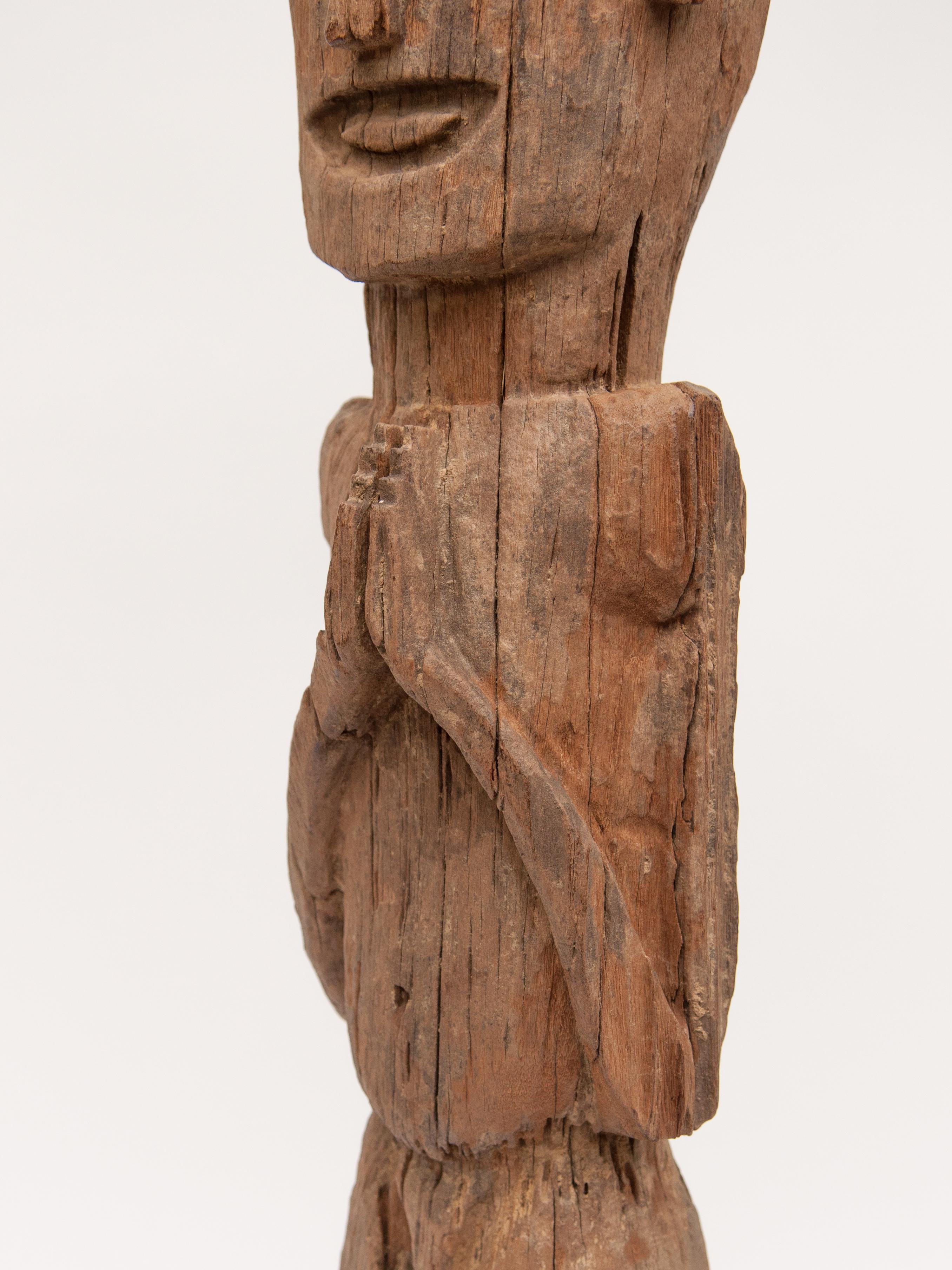 Wooden Tribal Male Statue from West Nepal, Early to Mid-20th Century, Mounted 1