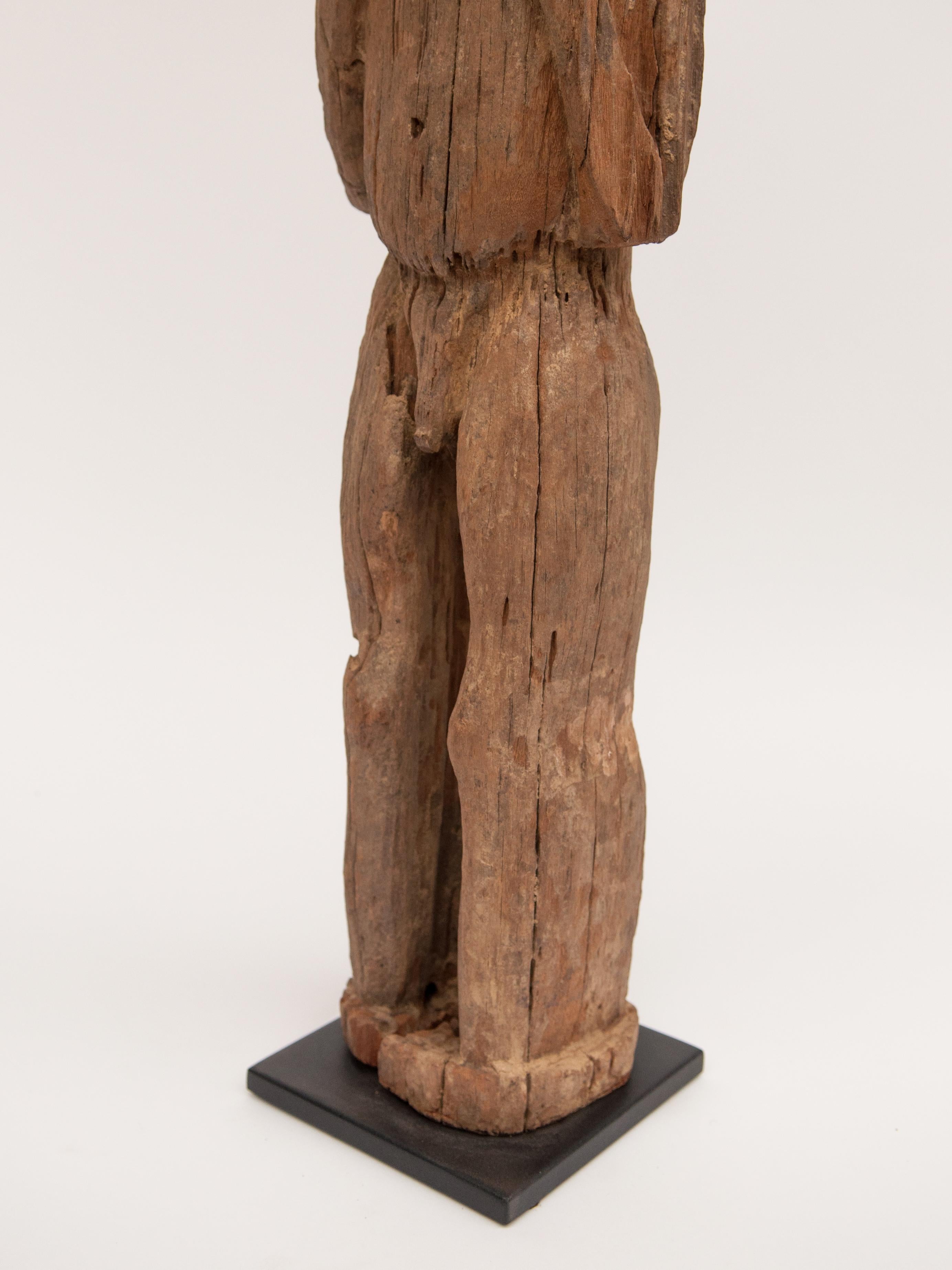 Wooden Tribal Male Statue from West Nepal, Early to Mid-20th Century, Mounted 2