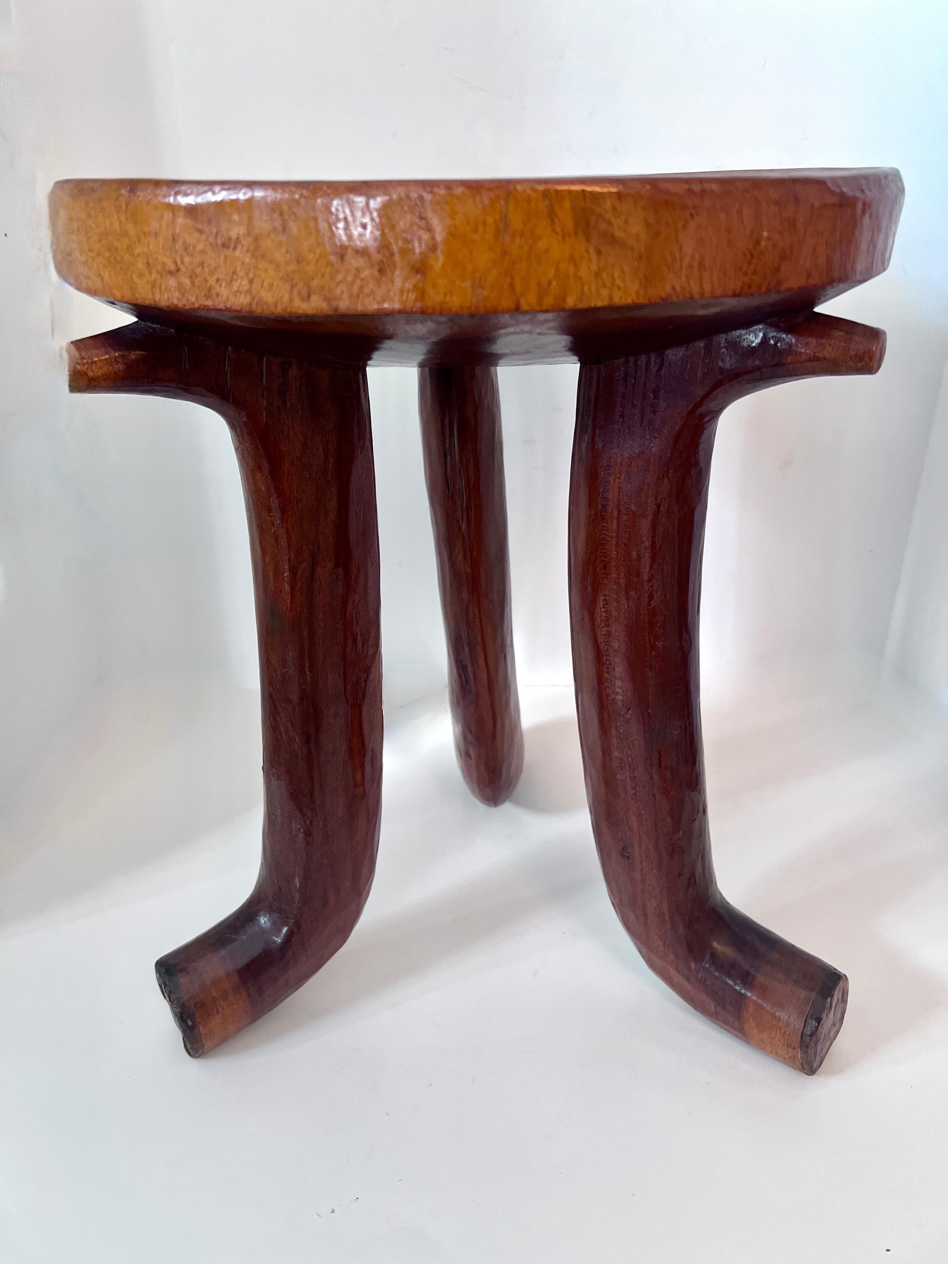 Wooden Tribal or Oromo Style African Three Leg Table For Sale 2