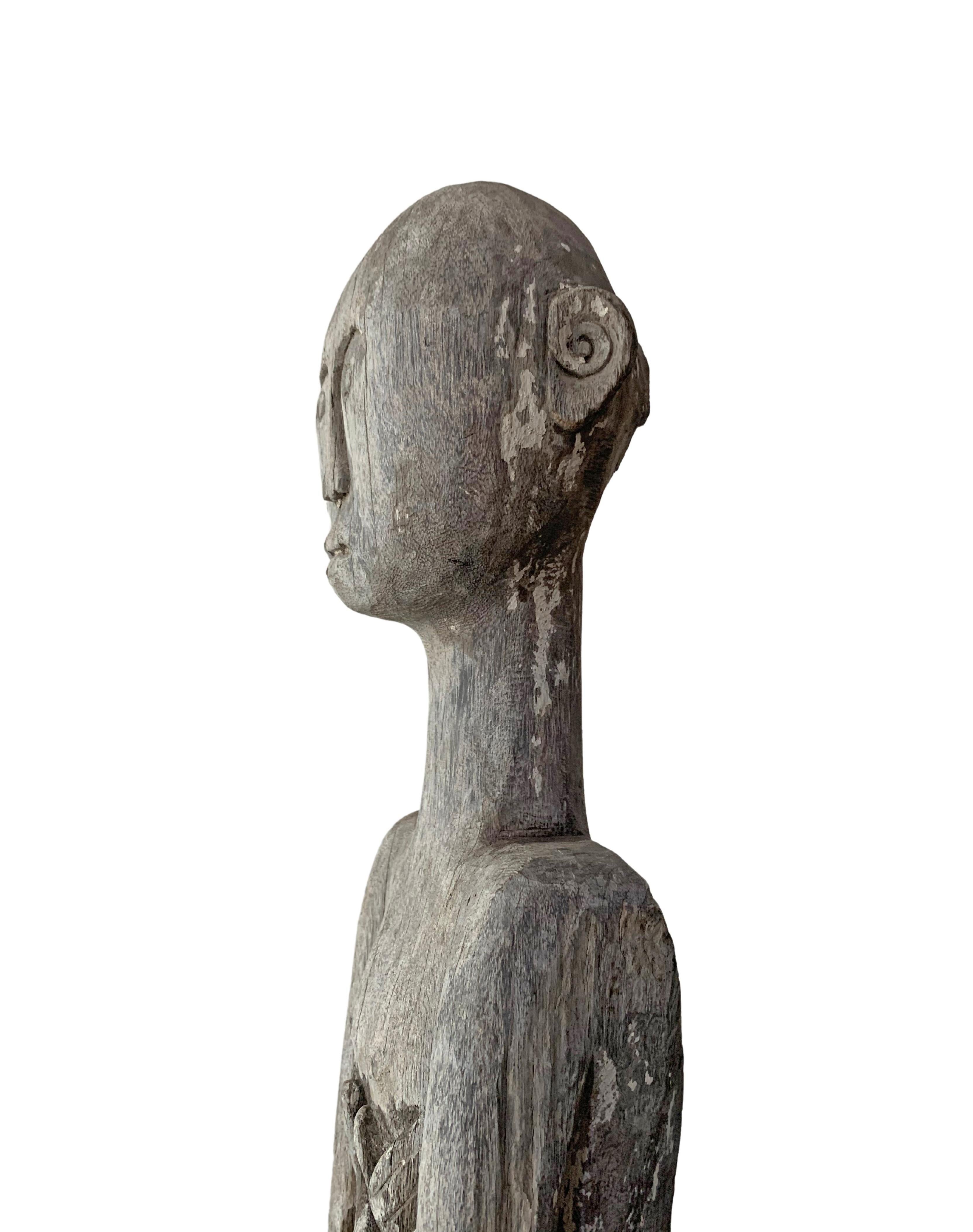 Wooden Tribal Sculpture / Carving of Ancestral Figure, Sumba Island, Indonesia In Good Condition In Jimbaran, Bali