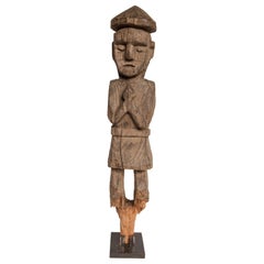 Wooden Tribal Statue from West Nepal, Mid-20th Century, Mounted on a Metal Stand