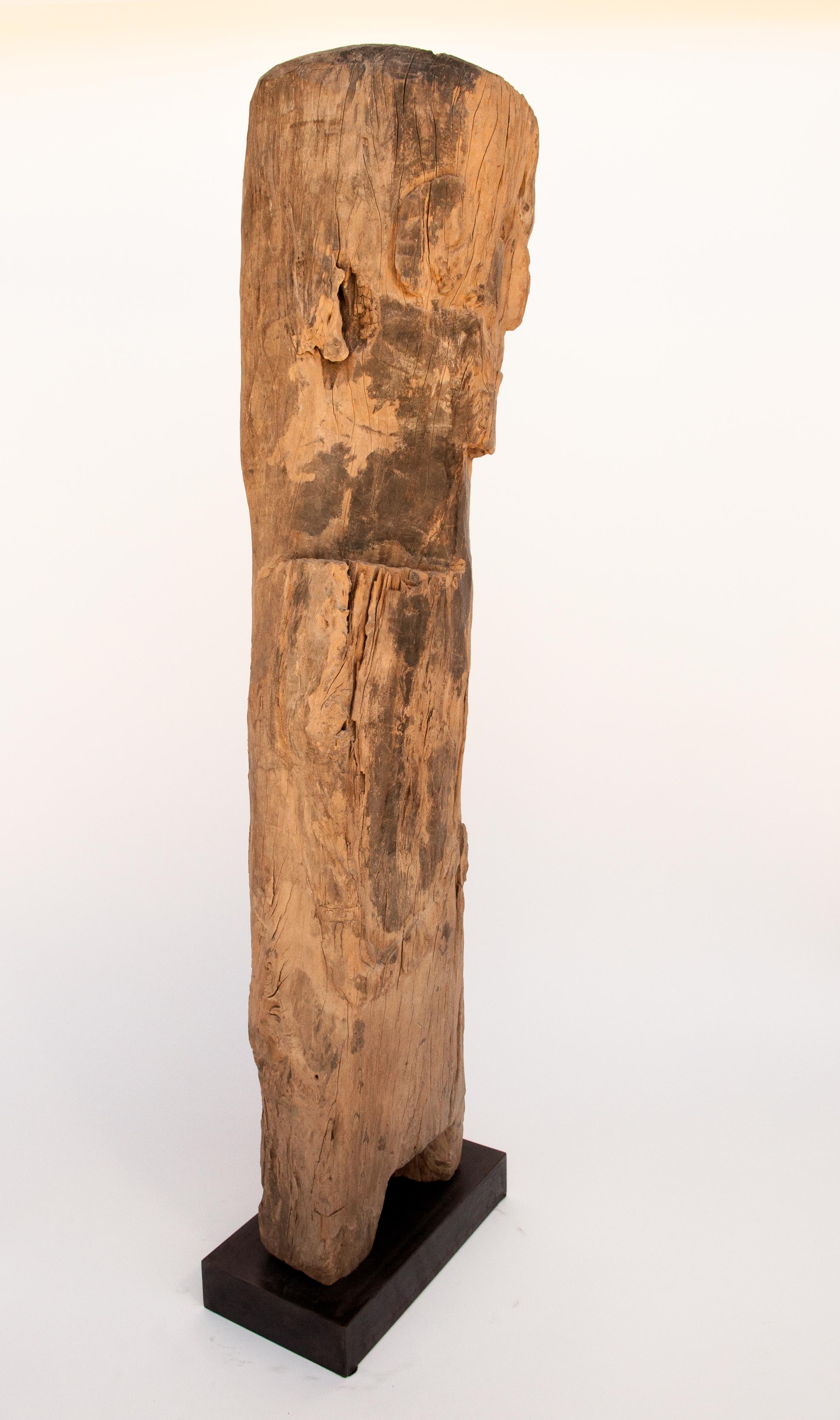 Wooden Tribal Statue or Bridge Figure from West Nepal, Early to Mid-20th Century 6
