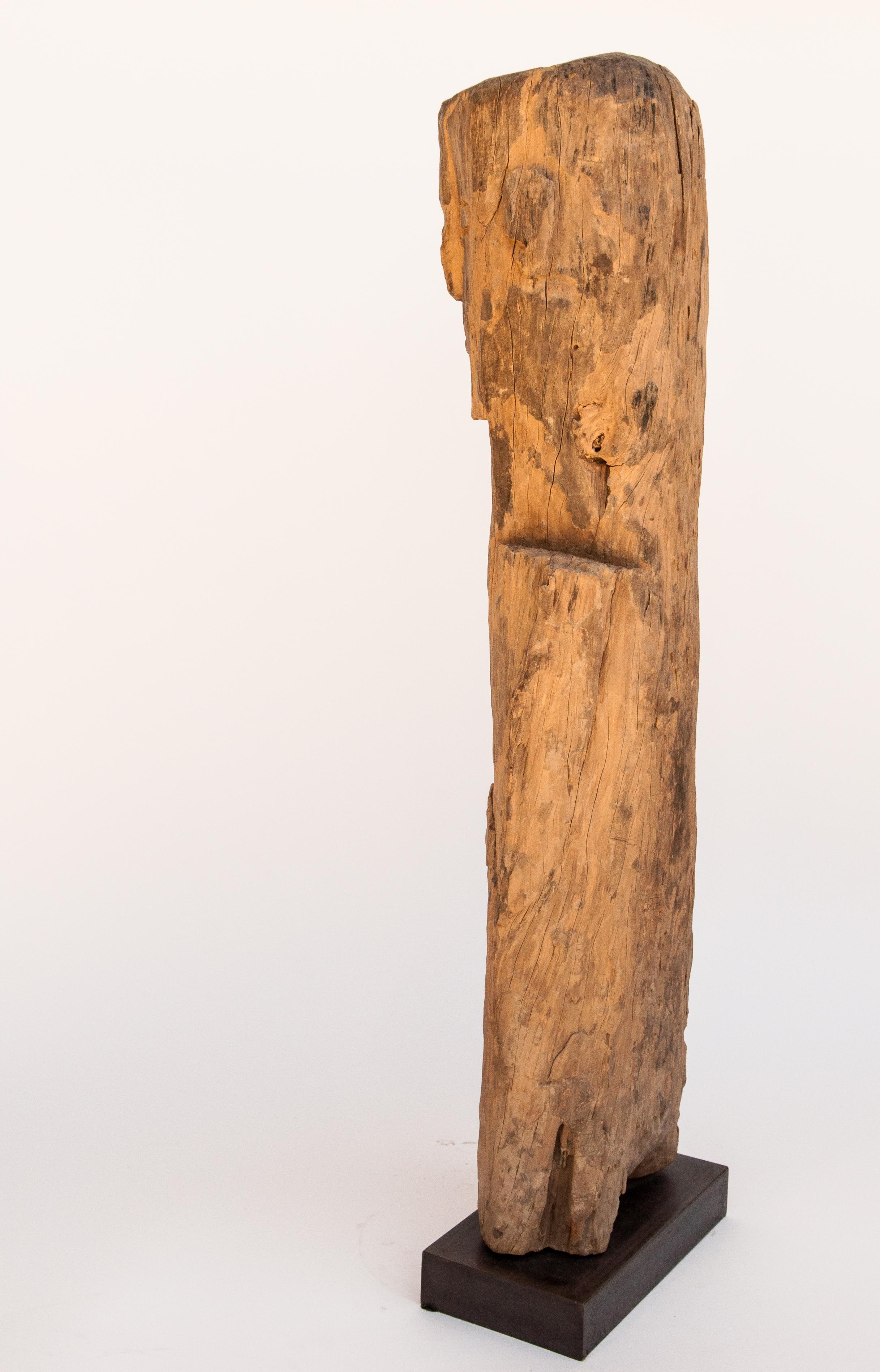 Wooden Tribal Statue or Bridge Figure from West Nepal, Early to Mid-20th Century 11