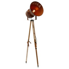 Holz Dreibein Brown Metall Vintage Industrial Spot Light Stehlampe