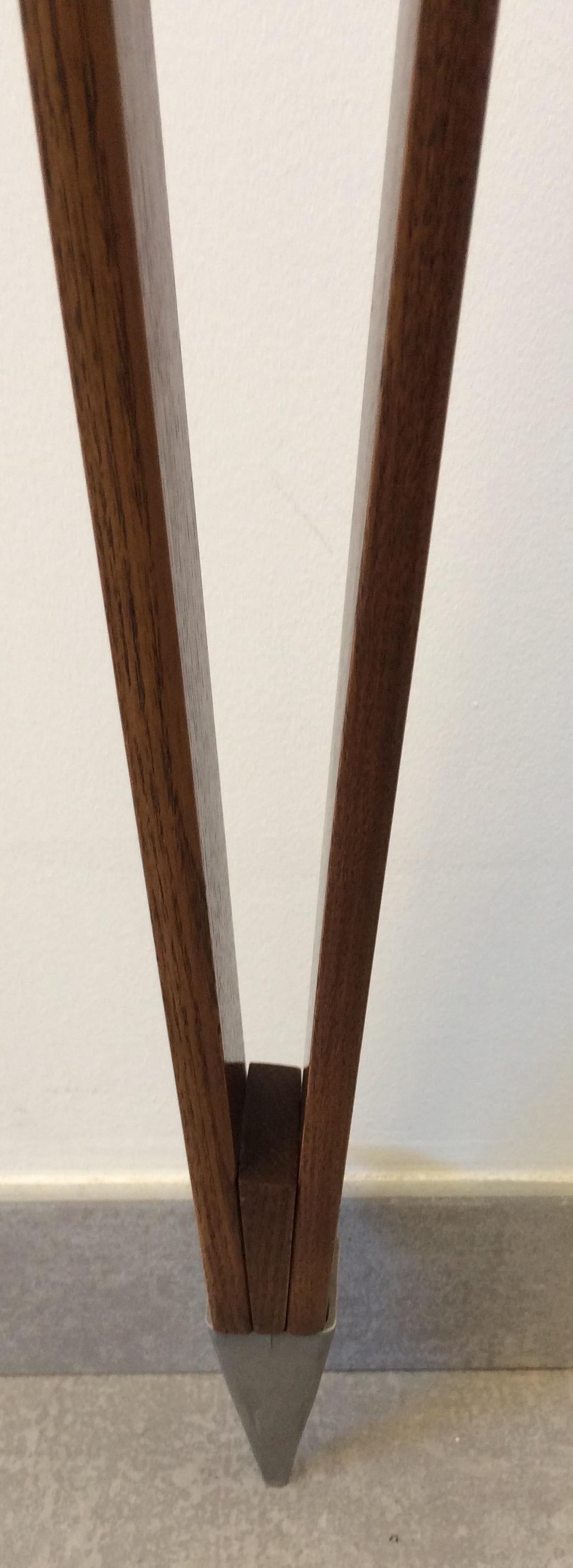 French Wooden Tripod Floor Lamp by H. Morin, Paris