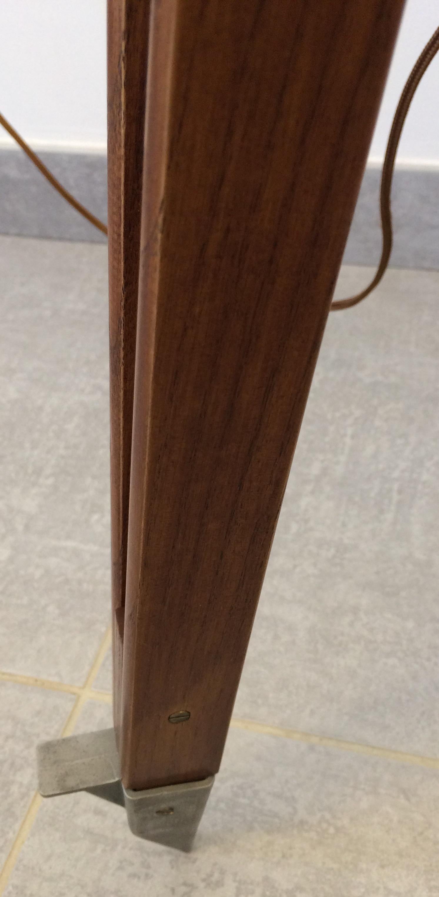 Wooden Tripod Floor Lamp by H. Morin, Paris In Good Condition In Miami, FL