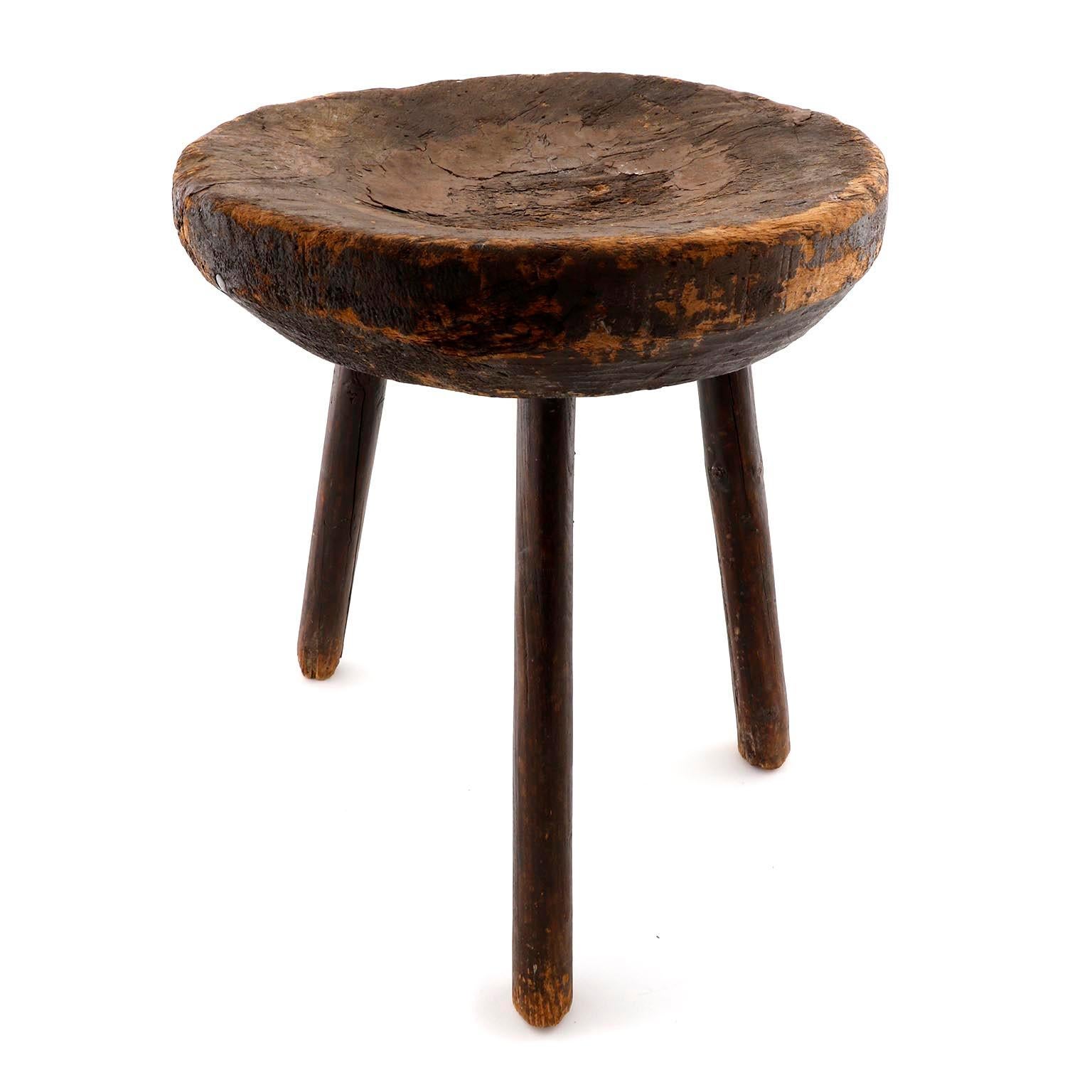 Wooden Tripod Stool 19th Century (Volkskunst)