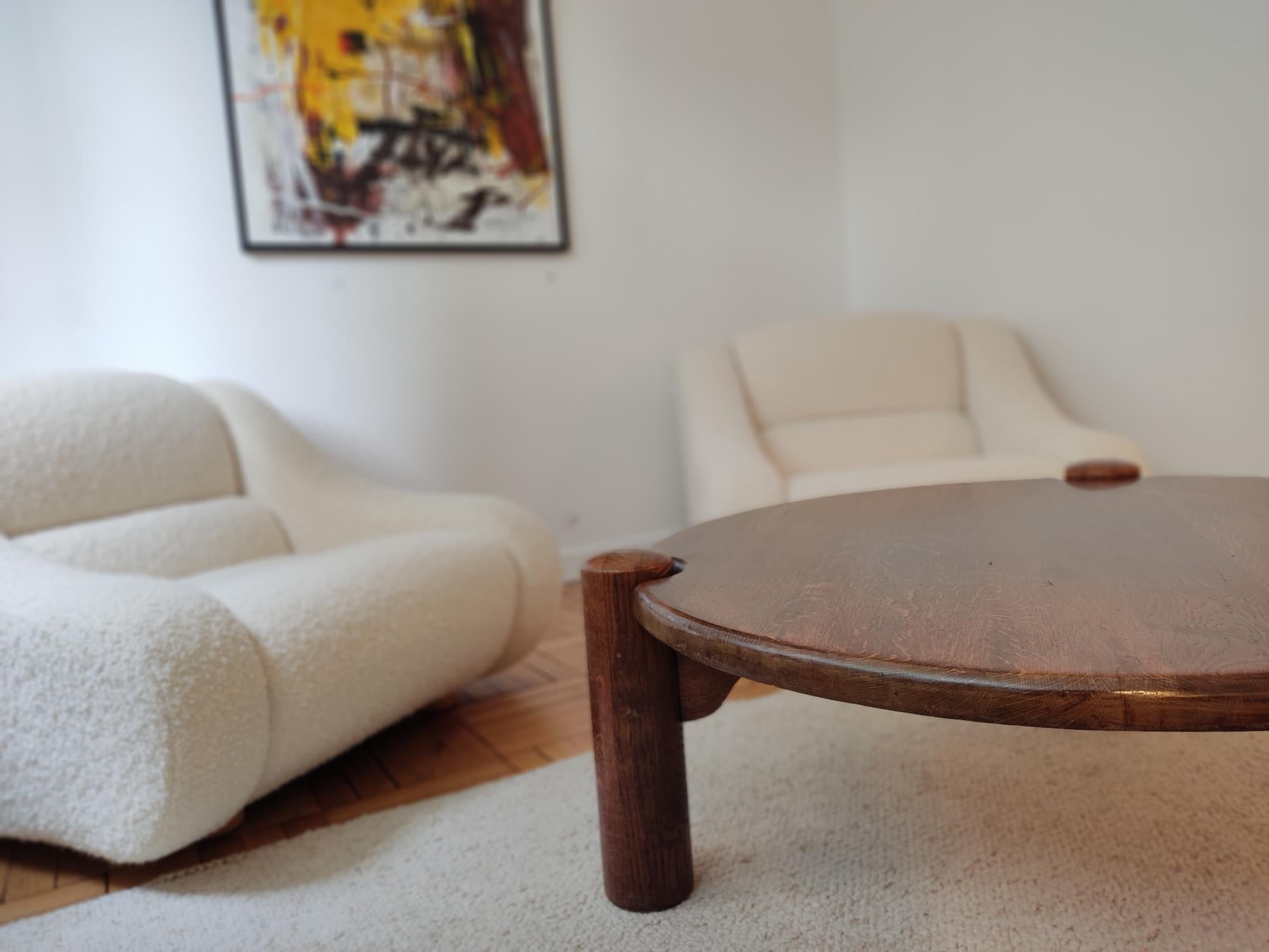 wooden tripode coffee table - 60s  4