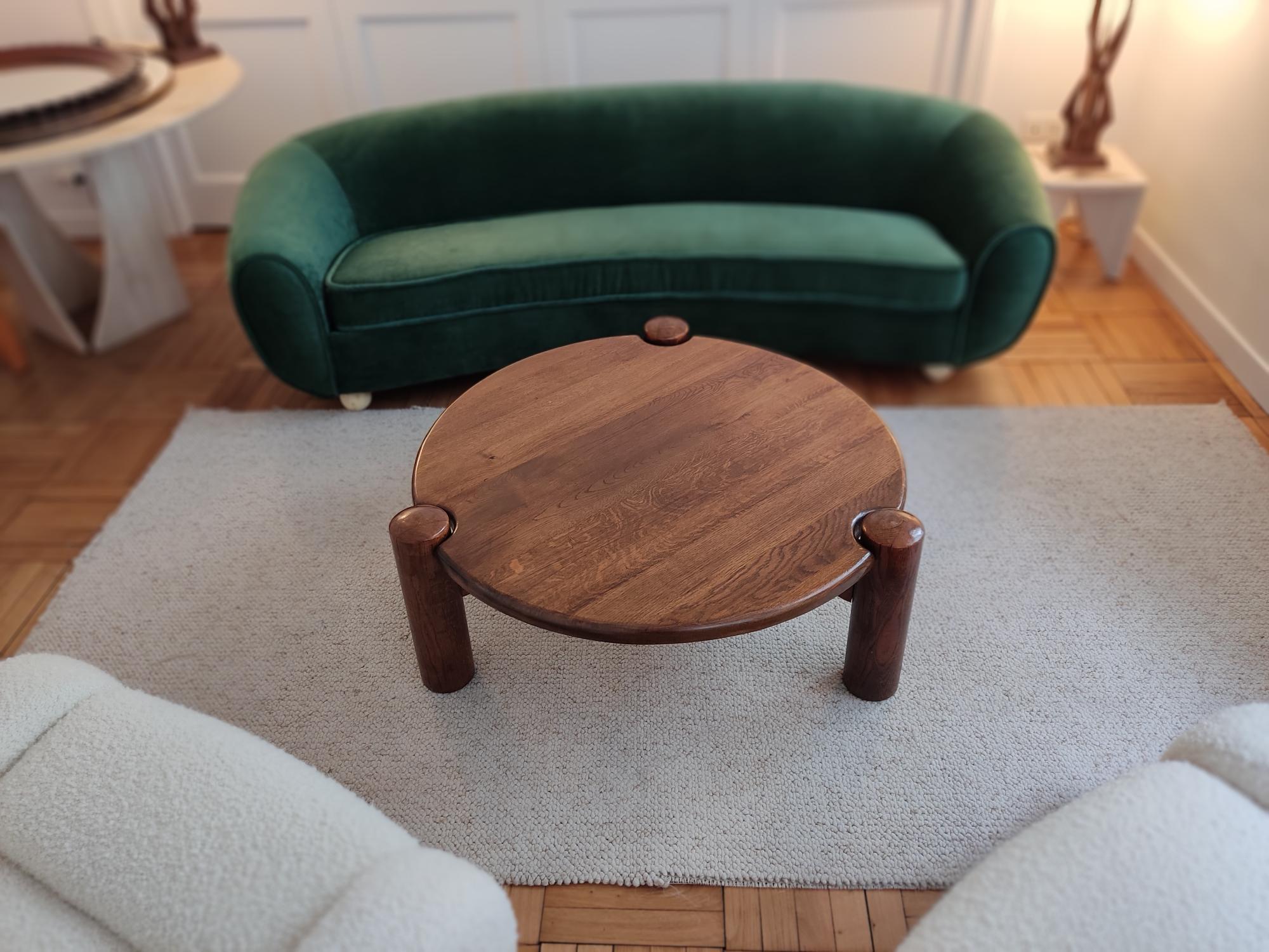 Arts and Crafts wooden tripode coffee table - 60s  For Sale