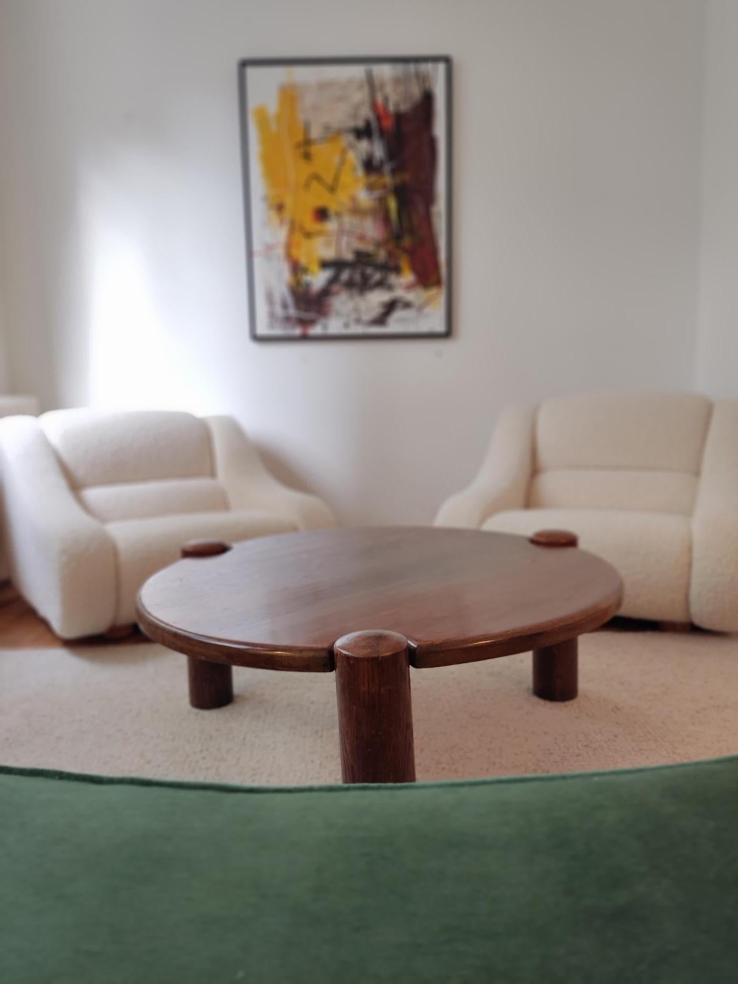 wooden tripode coffee table - 60s  In Good Condition For Sale In Paris, FR