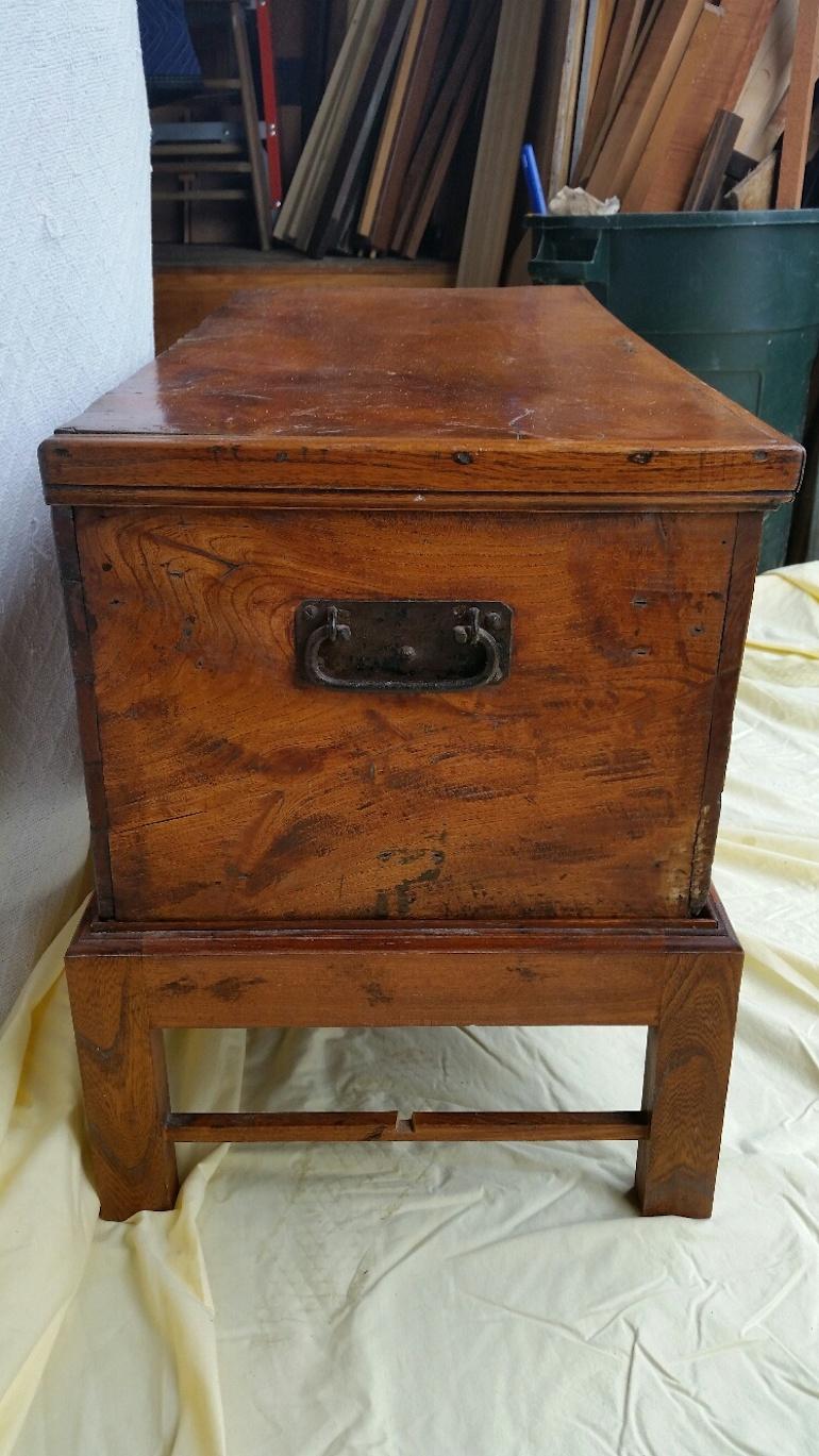 Wooden Trunk on Legs In Good Condition In Nantucket, MA