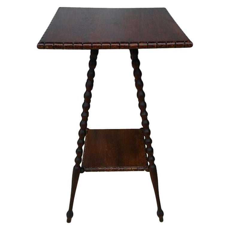 Wooden Turned Leg Side Table with Bottom Shelf For Sale at ...
