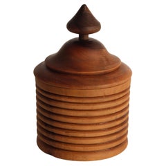 Wooden Turned Treen Pot, Container or Vide Pouche, England Late 20th Century