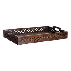 Wooden Two Handled Wooden Fretwork Tray, 1st Quarter 20th Century