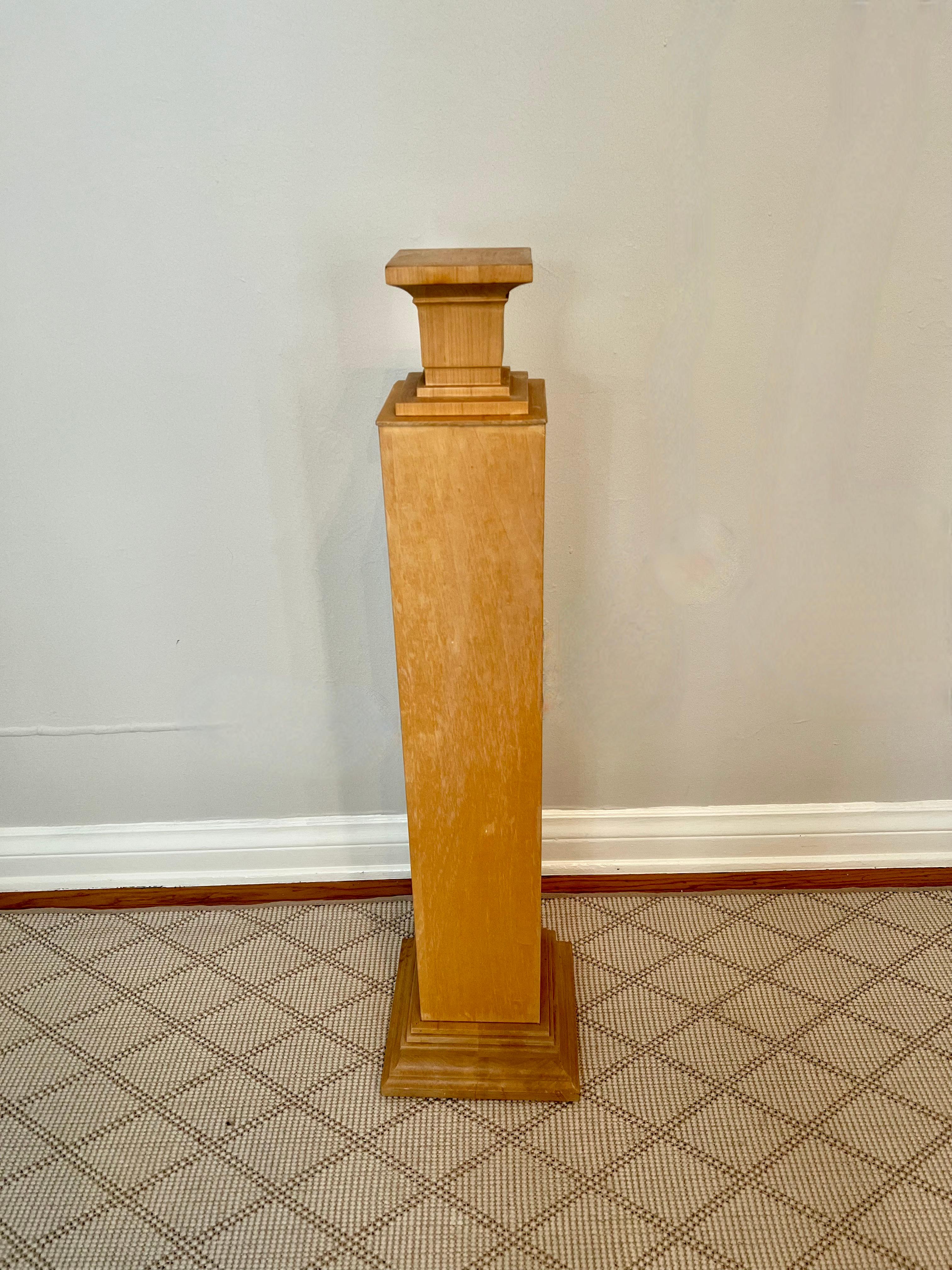 Modern Wooden Veneered  Maple Pedestal  For Sale